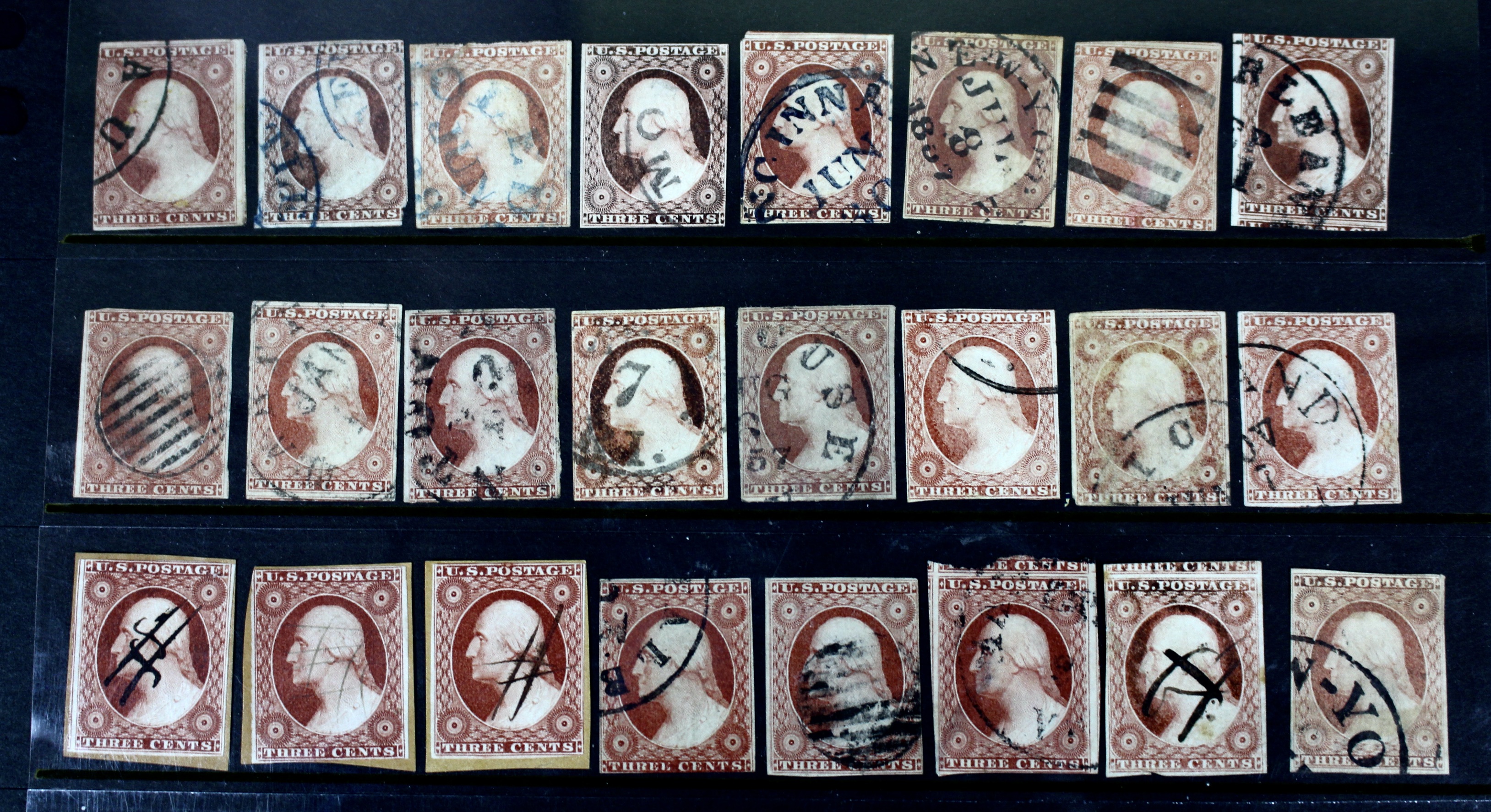 Forty-Eight Imperforate Early U.S. Postage Stamps, Scott 11