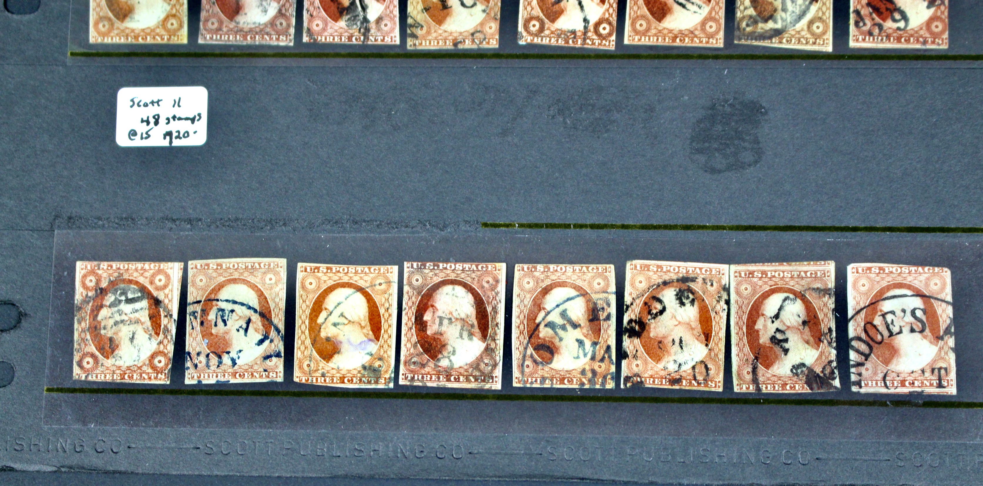 Forty-Eight Imperforate Early U.S. Postage Stamps, Scott 11