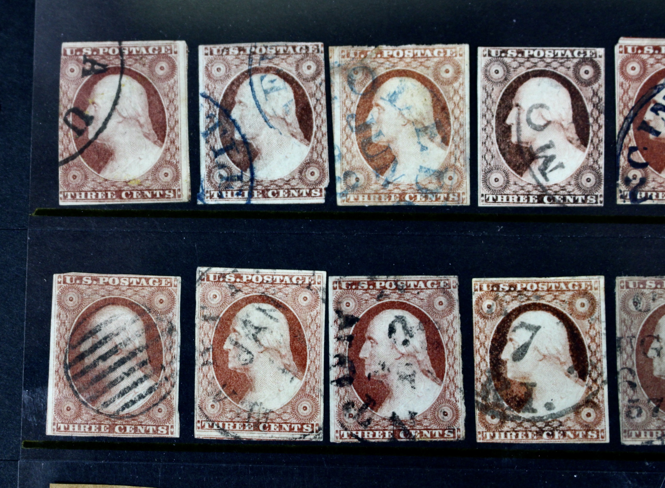 Forty-Eight Imperforate Early U.S. Postage Stamps, Scott 11