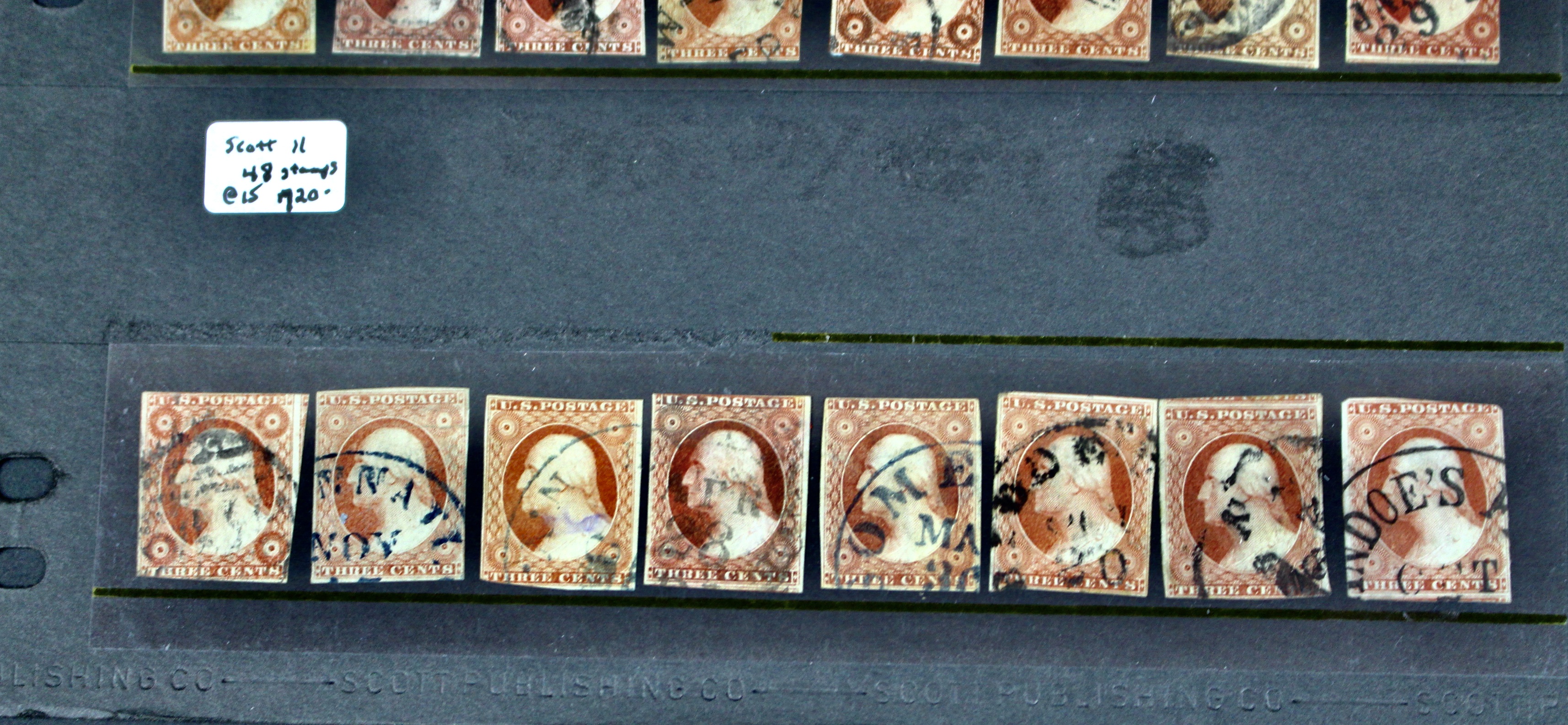 Forty-Eight Imperforate Early U.S. Postage Stamps, Scott 11