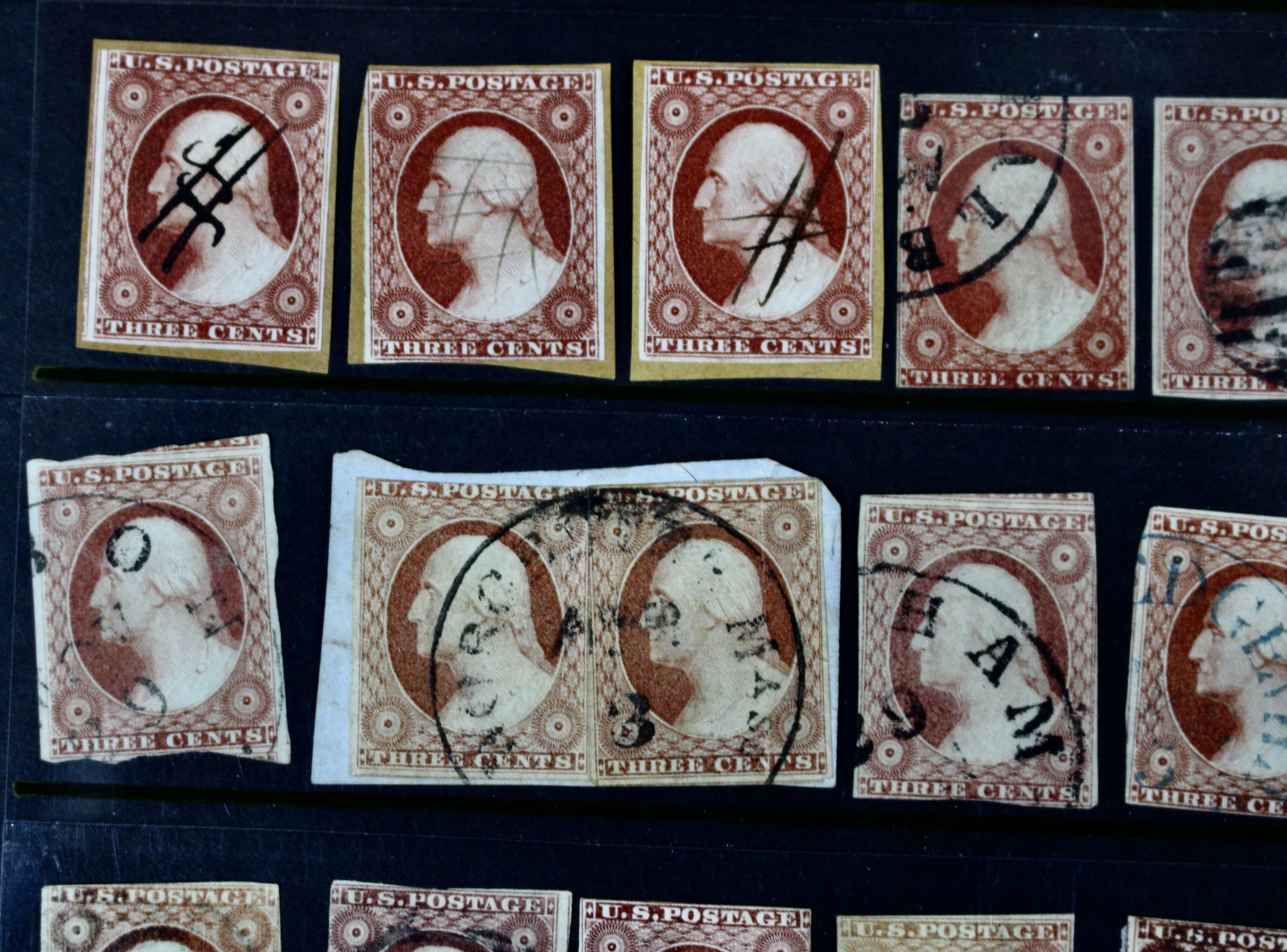 Forty-Eight Imperforate Early U.S. Postage Stamps, Scott 11