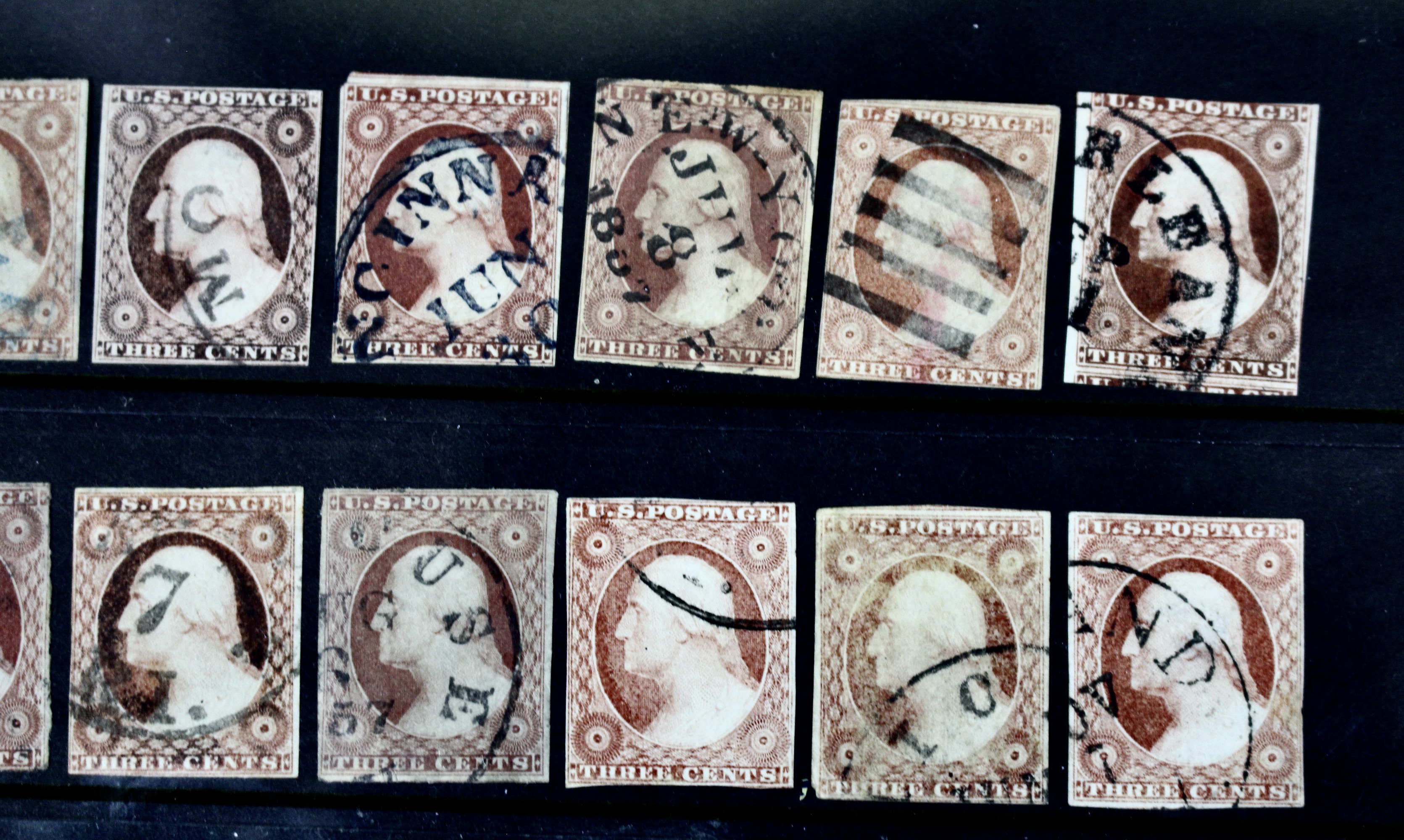 Forty-Eight Imperforate Early U.S. Postage Stamps, Scott 11