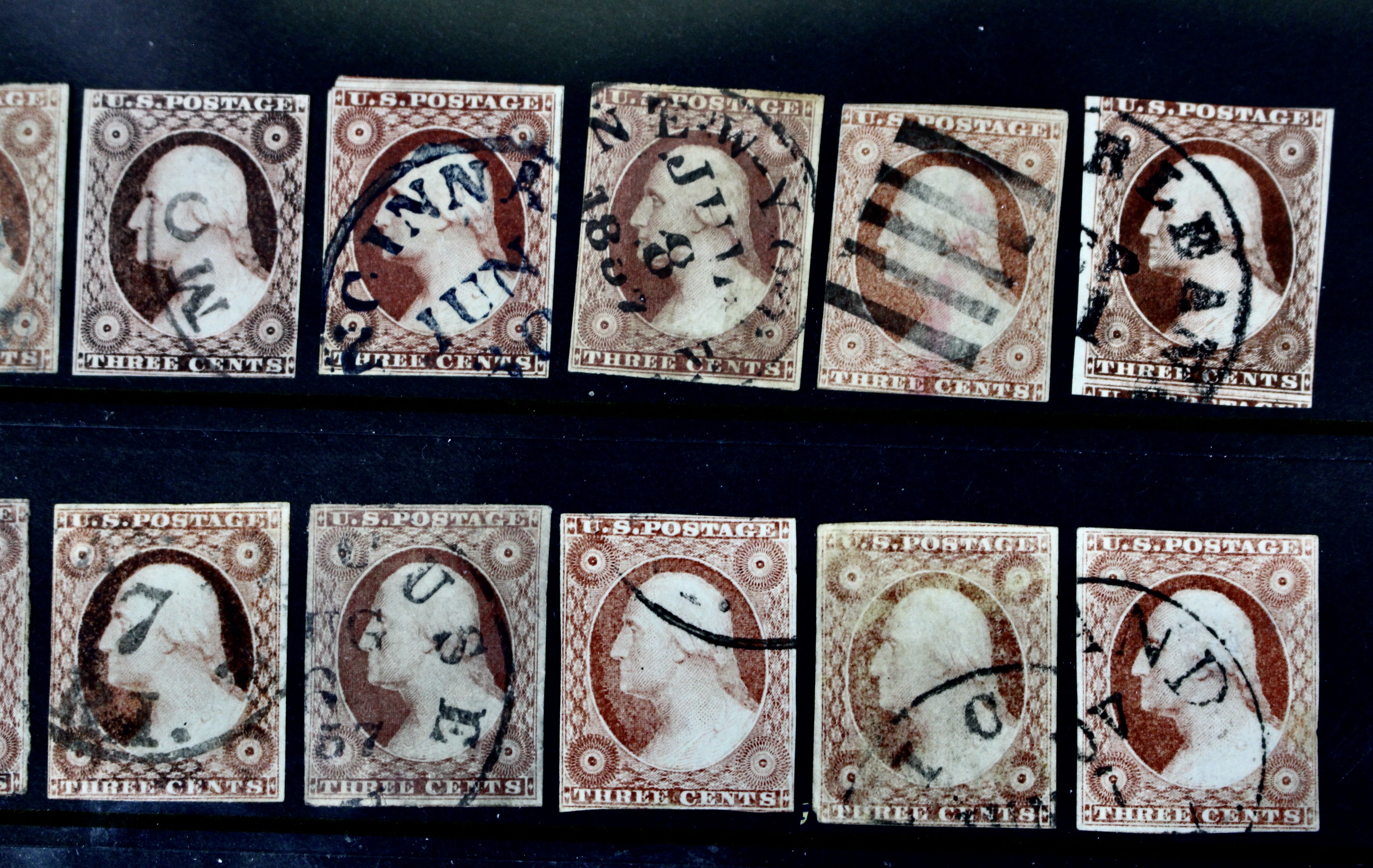 Forty-Eight Imperforate Early U.S. Postage Stamps, Scott 11