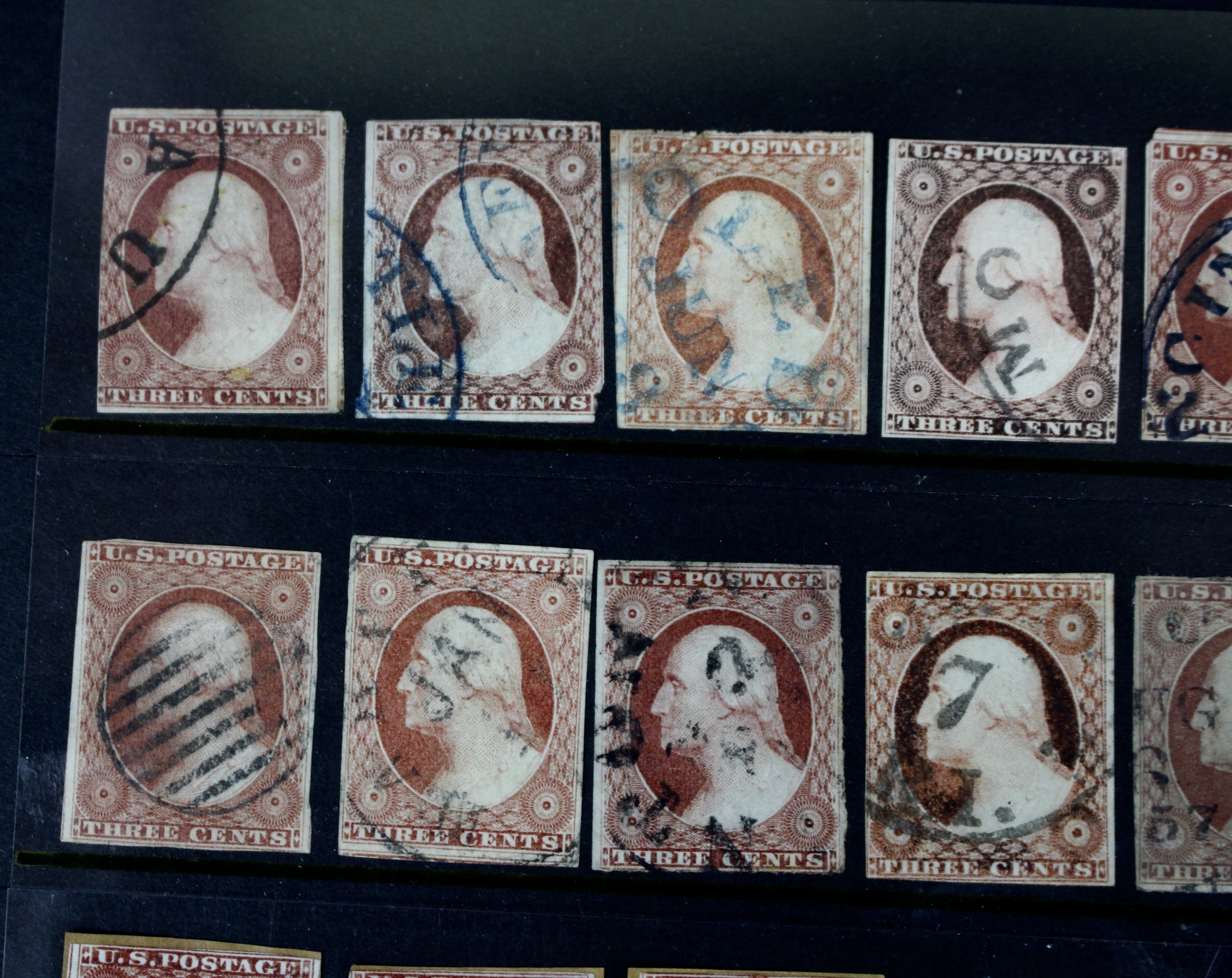 Forty-Eight Imperforate Early U.S. Postage Stamps, Scott 11