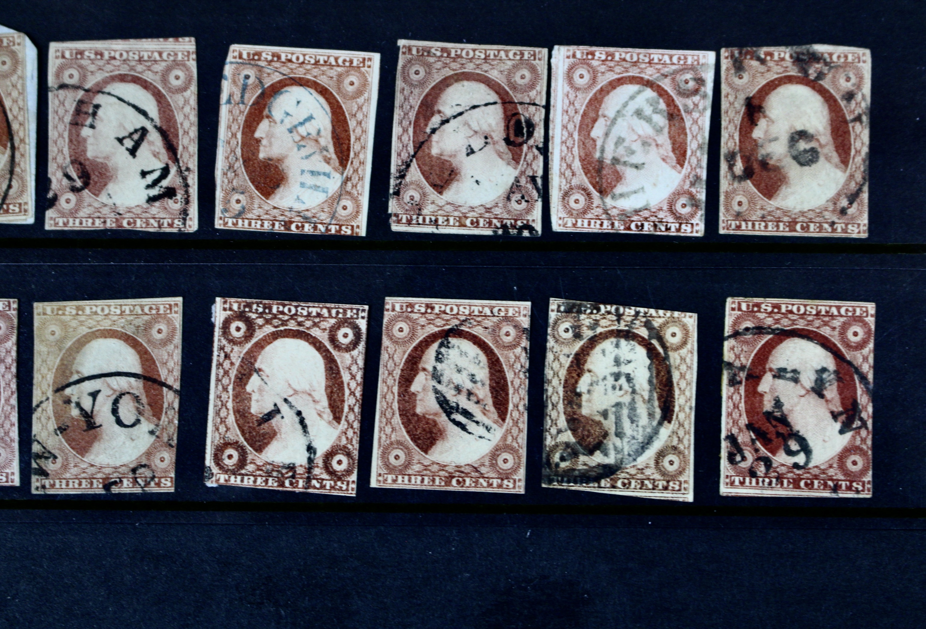 Forty-Eight Imperforate Early U.S. Postage Stamps, Scott 11