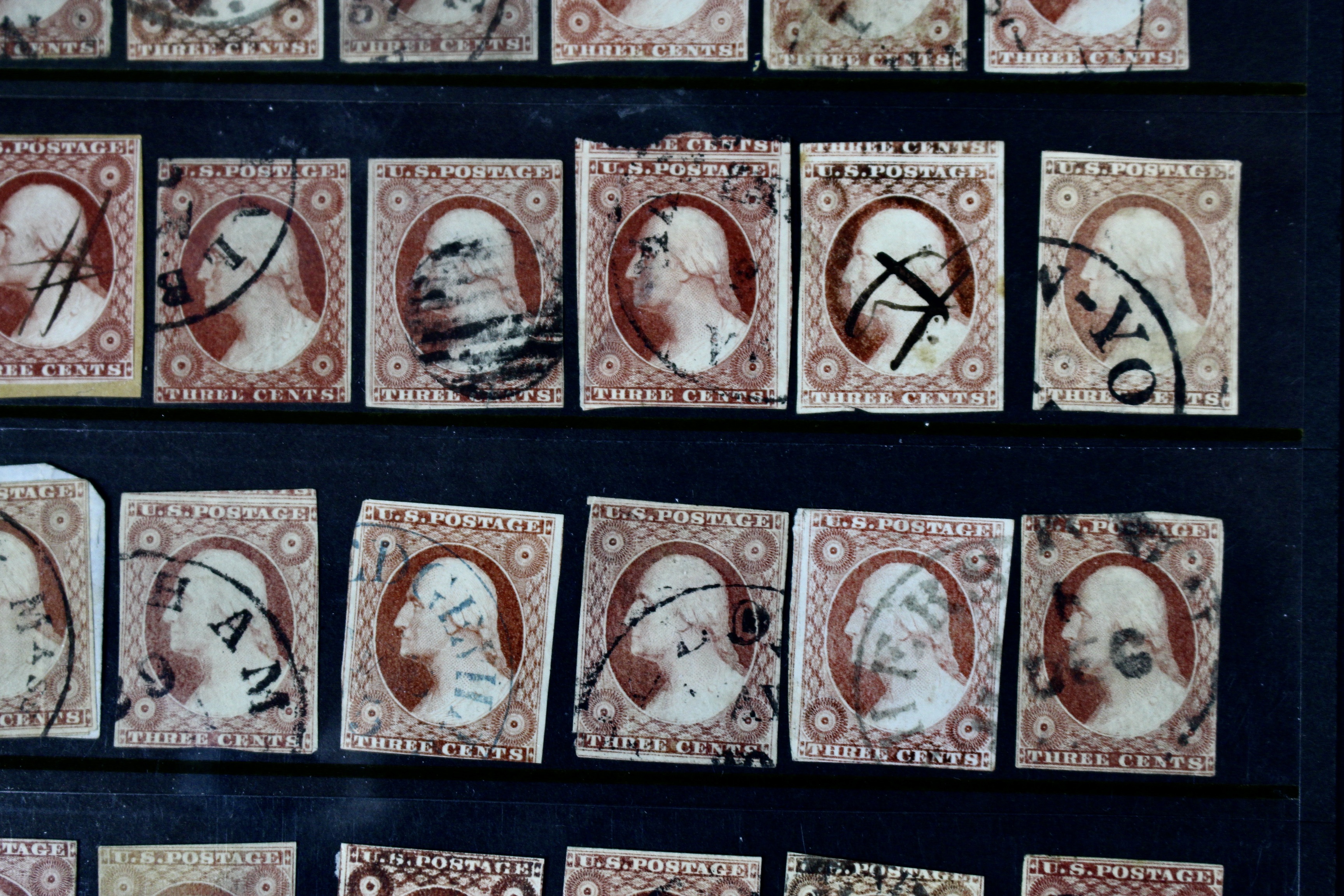 Forty-Eight Imperforate Early U.S. Postage Stamps, Scott 11