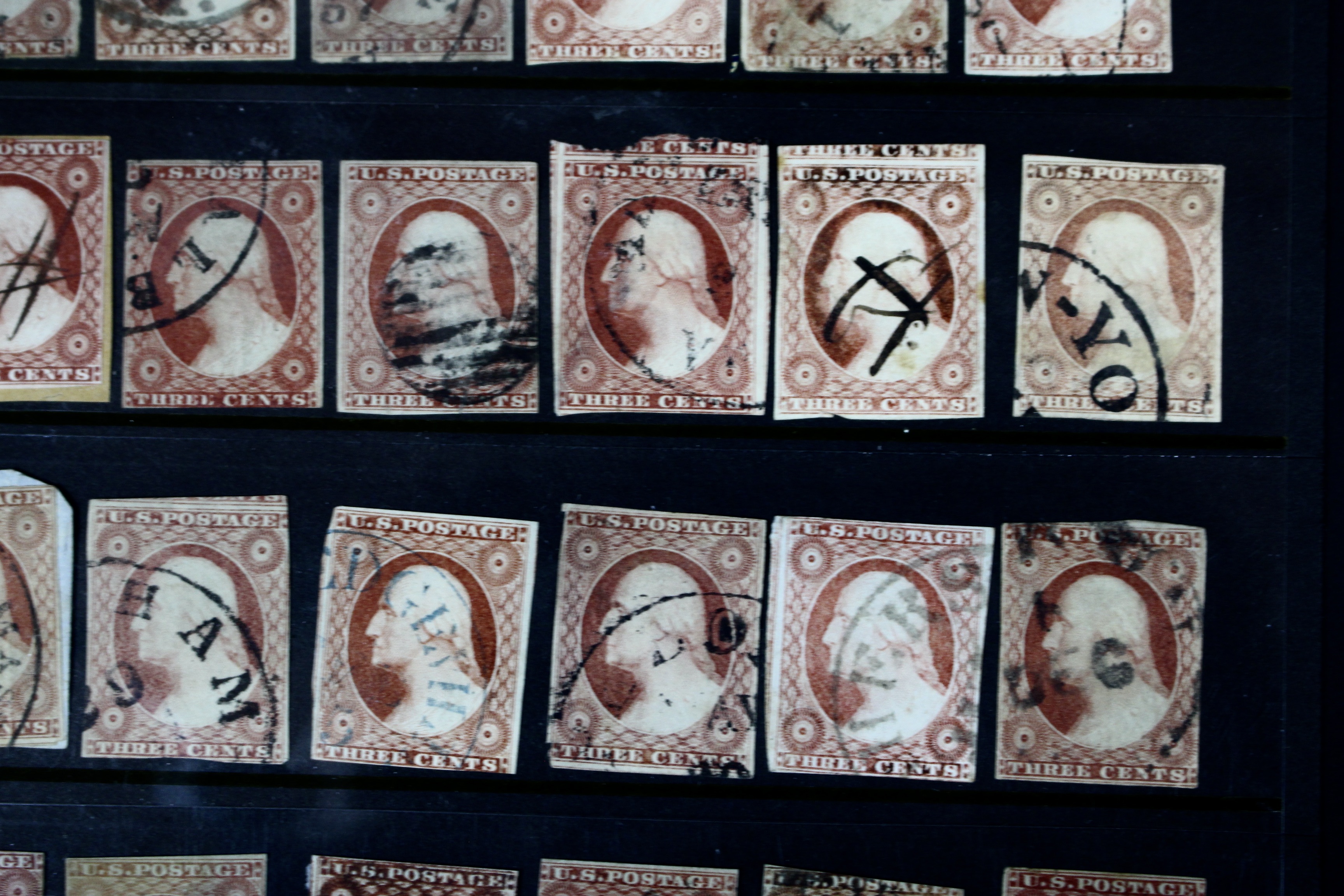 Forty-Eight Imperforate Early U.S. Postage Stamps, Scott 11