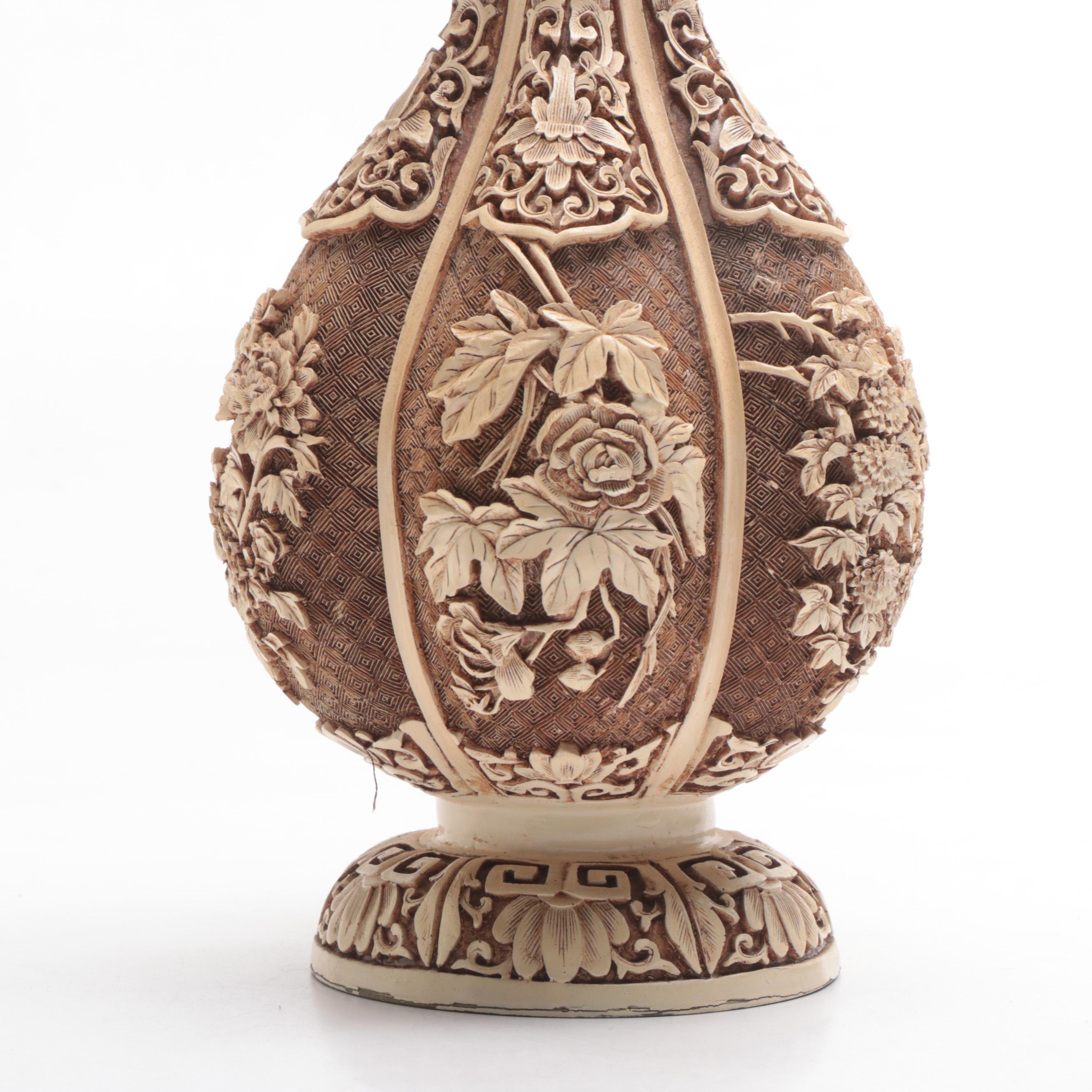 Ivory Dynasty Carved Resin Vase and Other Decor