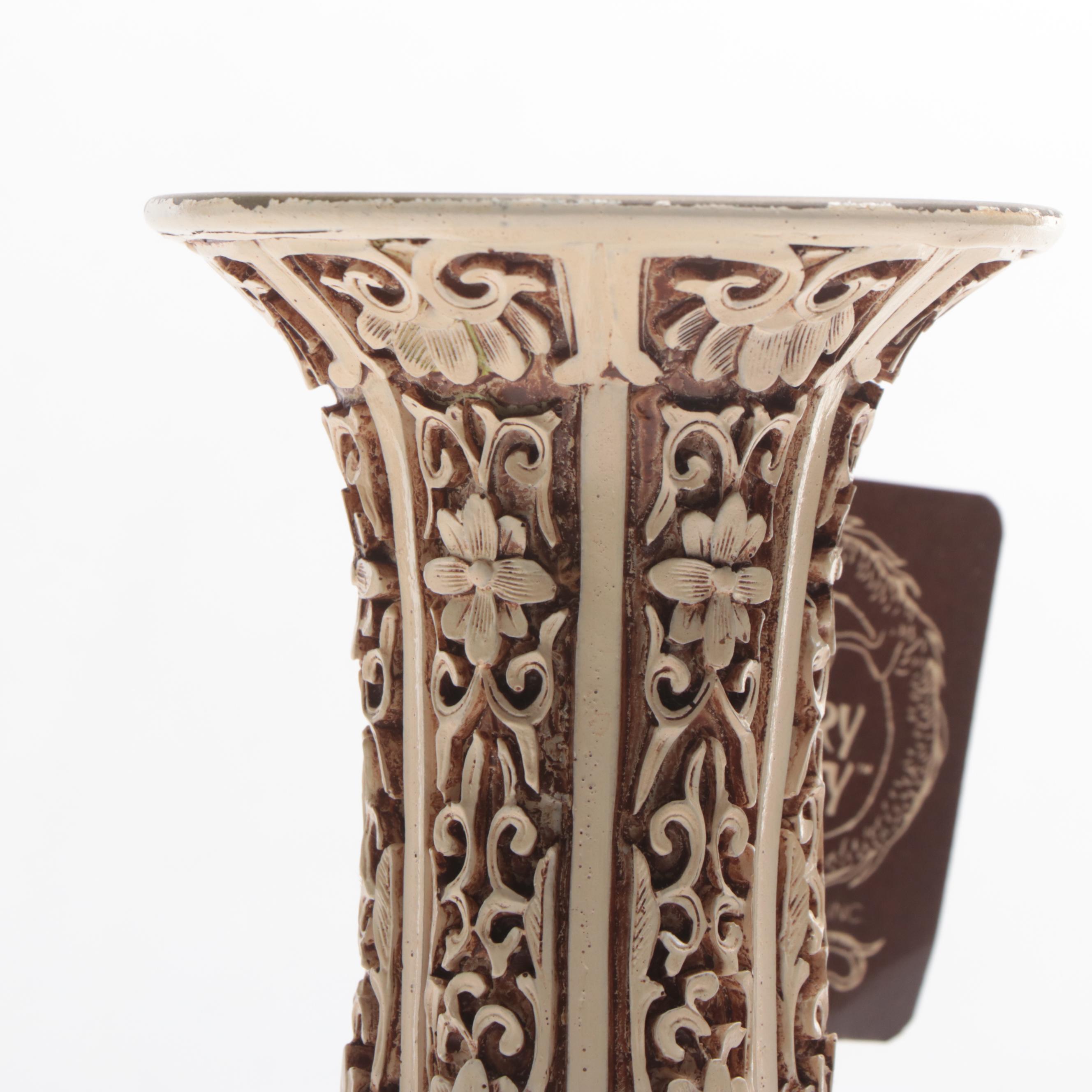 Ivory Dynasty Carved Resin Vase and Other Decor