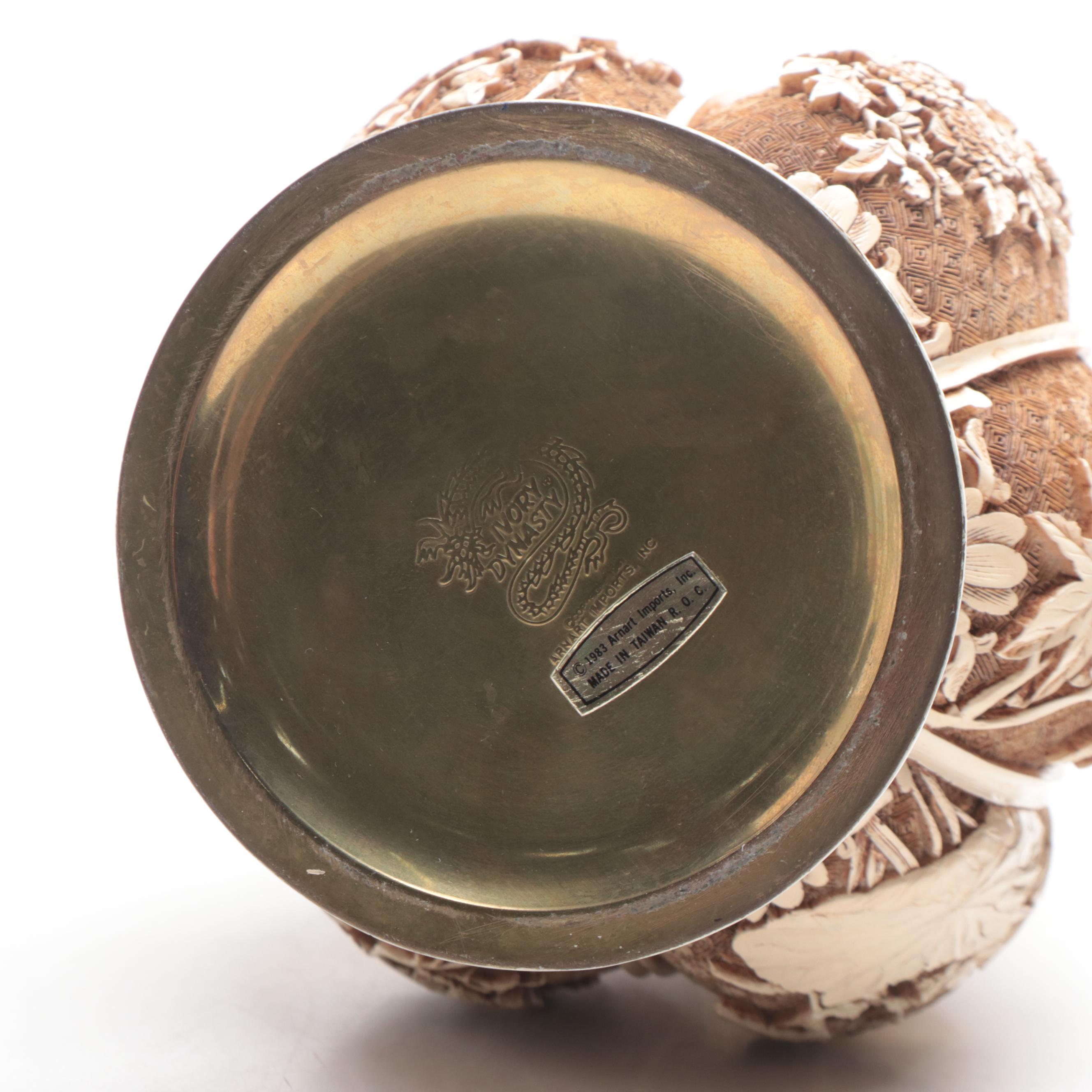 Ivory Dynasty Carved Resin Vase and Other Decor