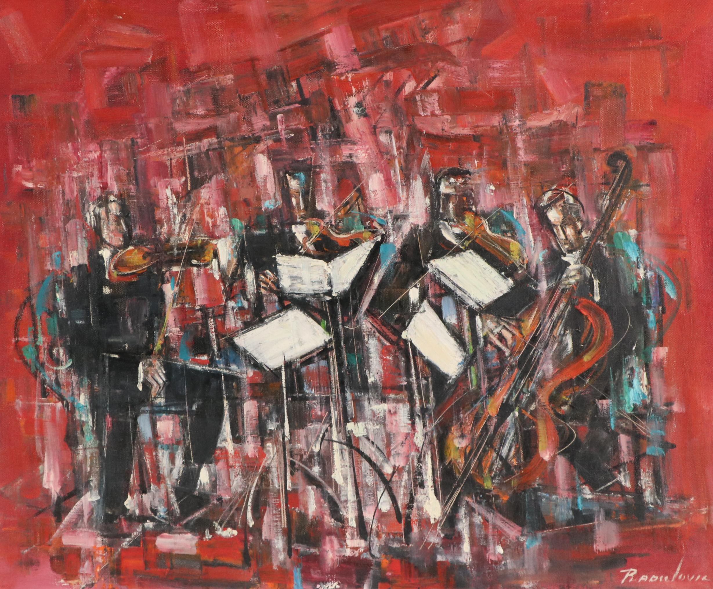 Expressionistic Style Oil Painting of String Quartet