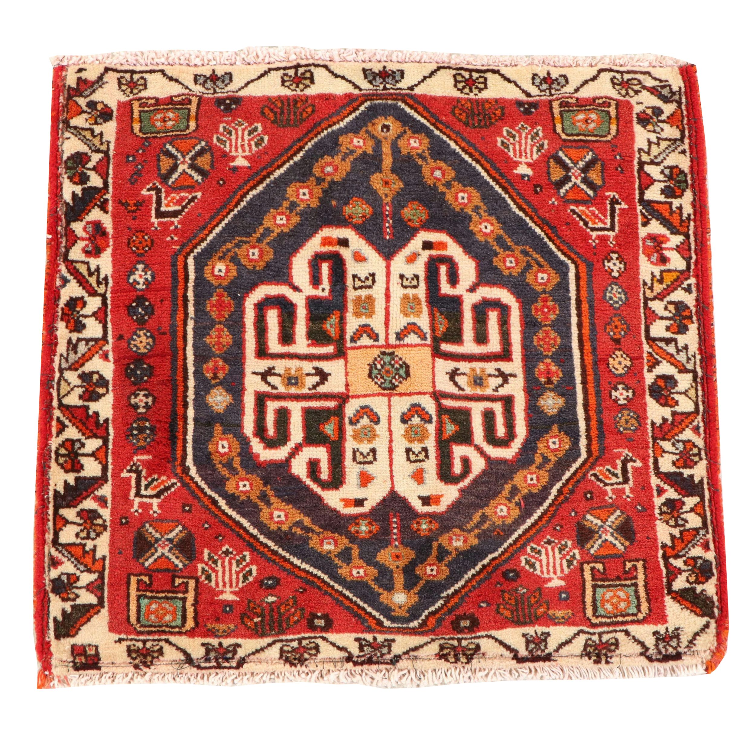 2'1 x 2'2 Hand-Knotted Persian Qashqai Accent Rug