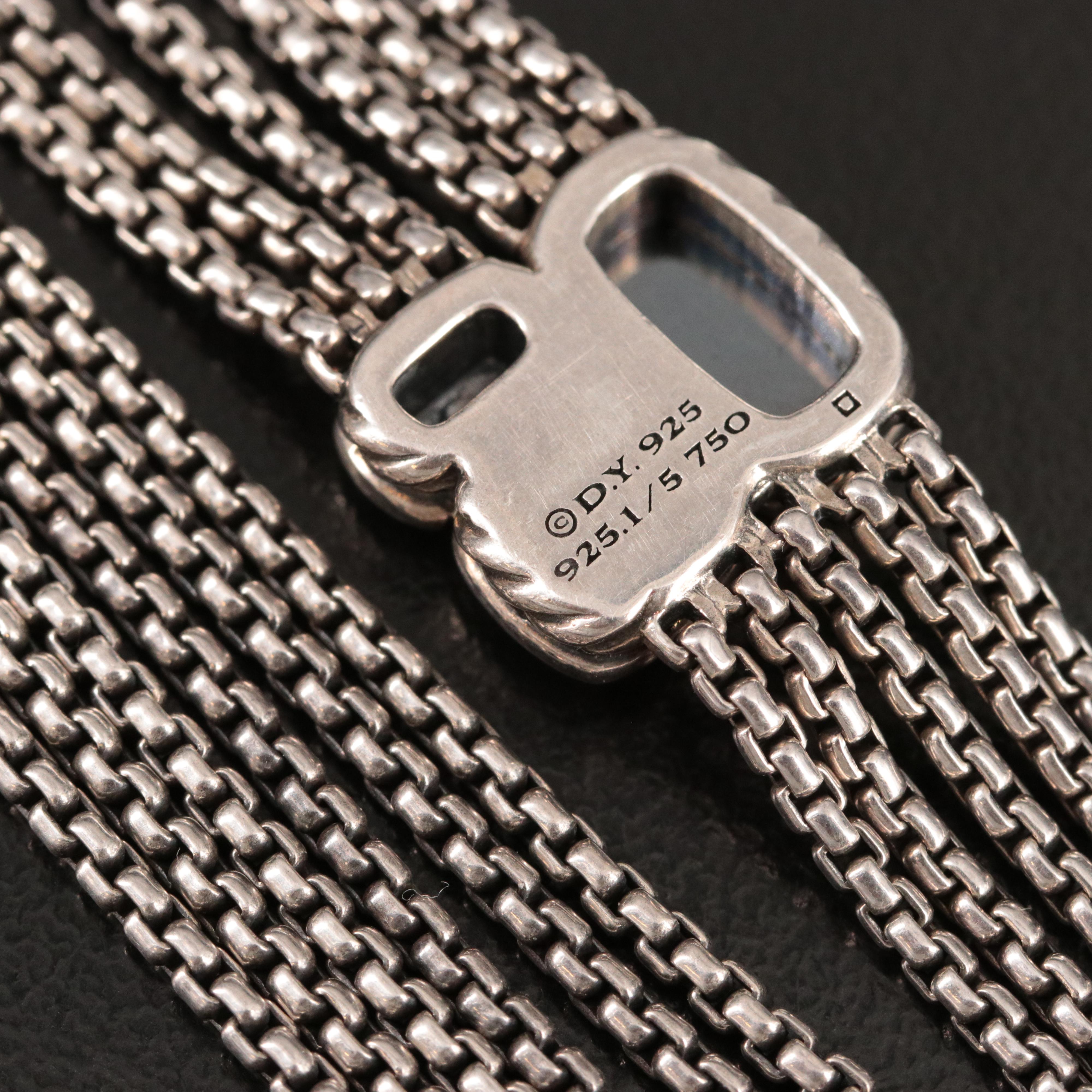 David Yurman Confetti Sterling Hematite and Black Diamond Lariat Necklace