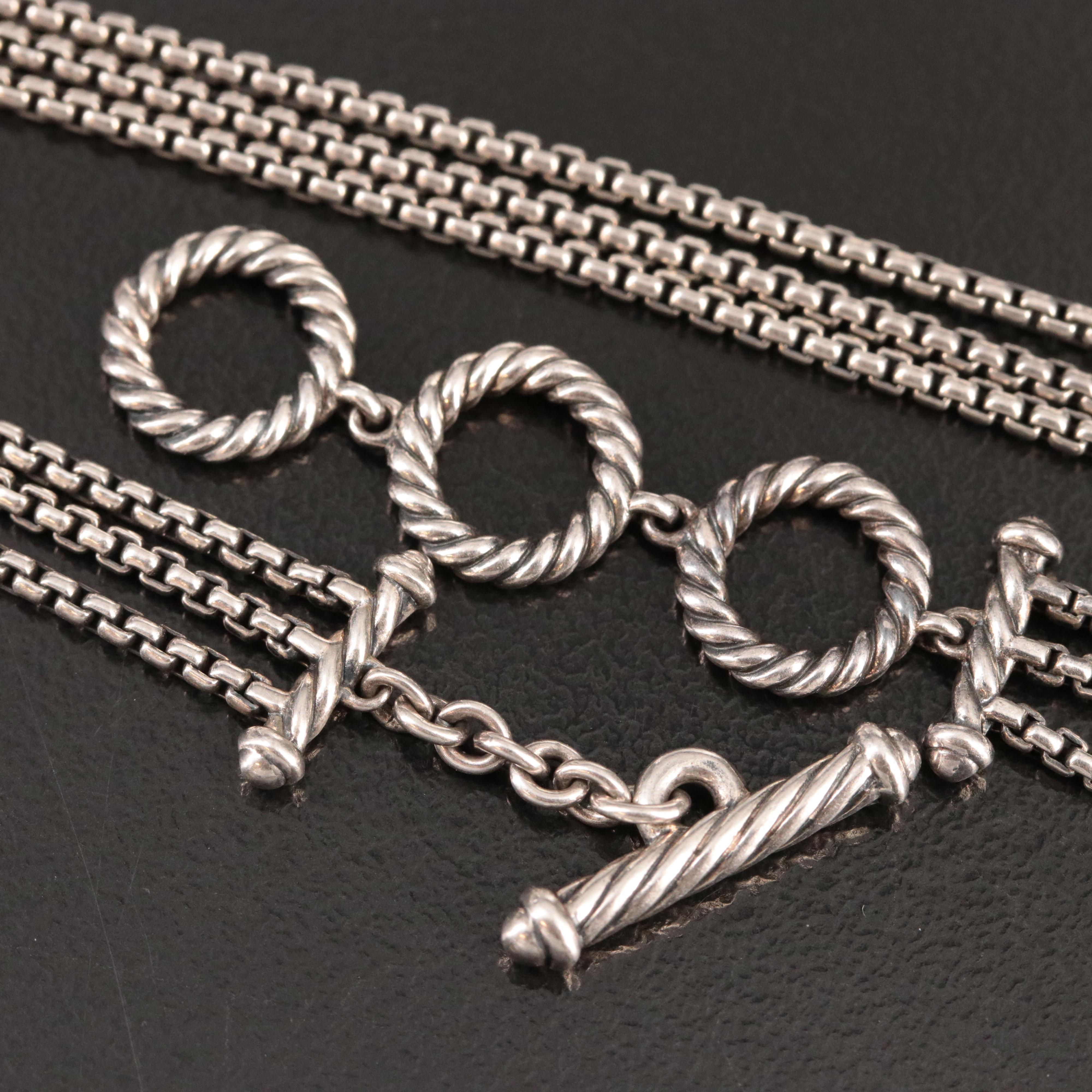 David Yurman Confetti Sterling Hematite and Black Diamond Lariat Necklace