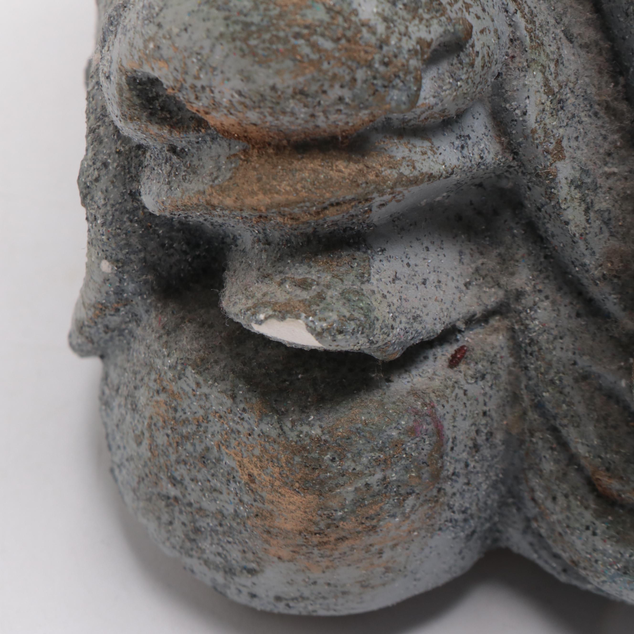 Chinese Painted Plaster Guan Yin with Other Figurine and Accessories