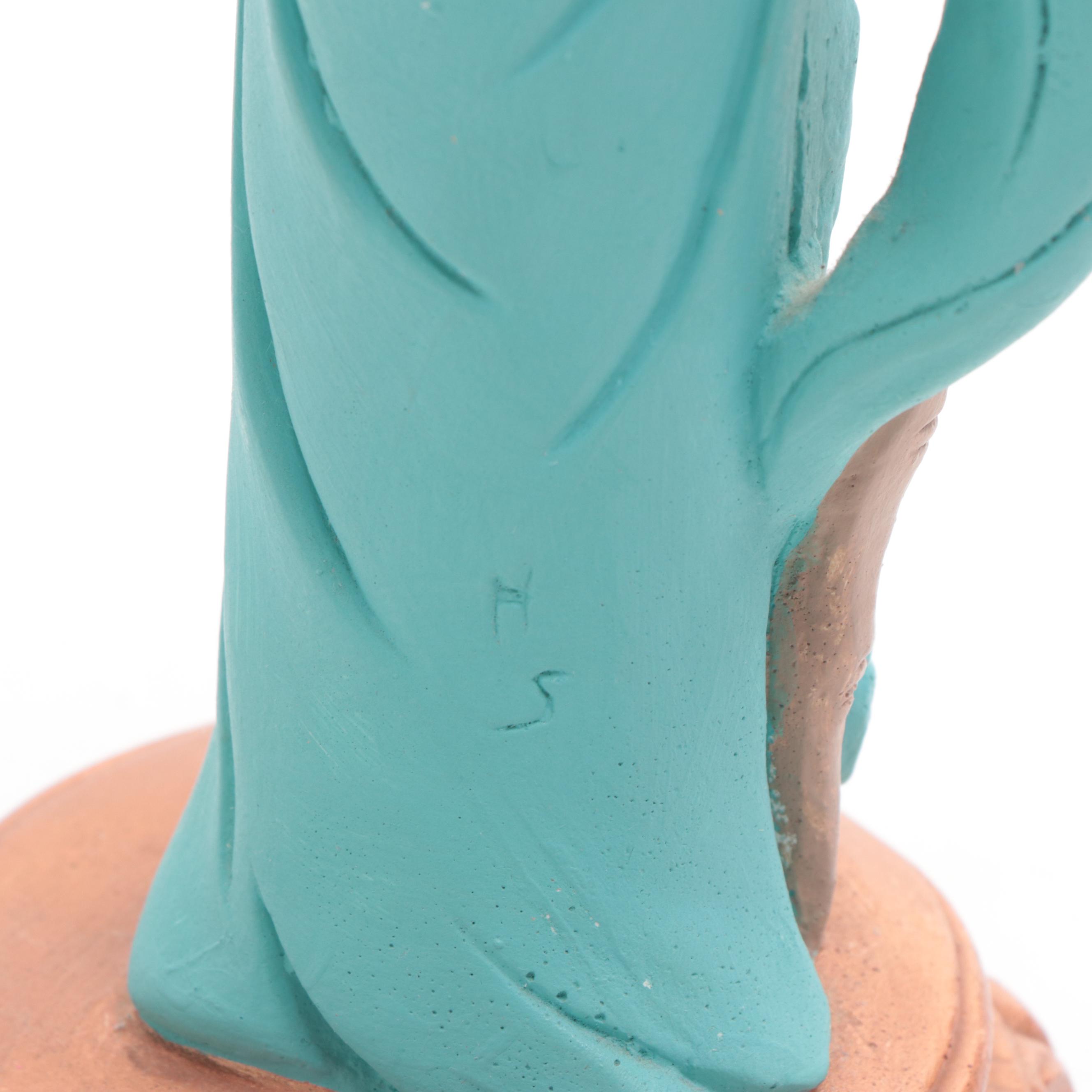 Chinese Painted Plaster Guan Yin with Other Figurine and Accessories