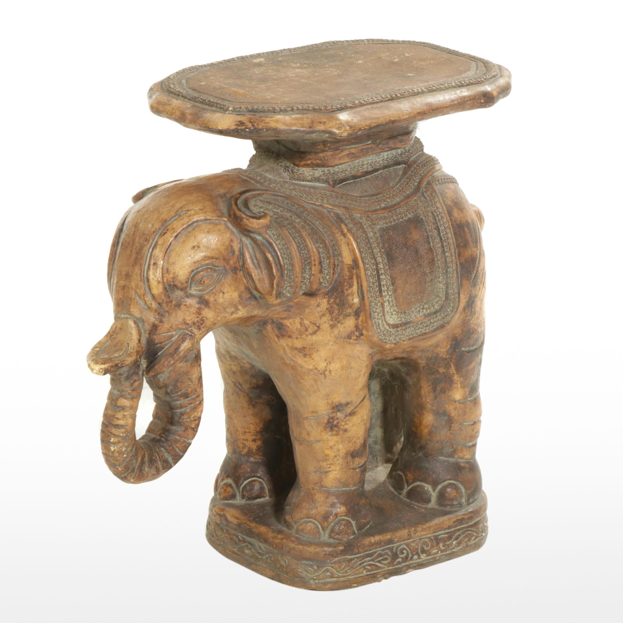 Dynastone Cast Resin Elephant Side Table, Late 20th Century