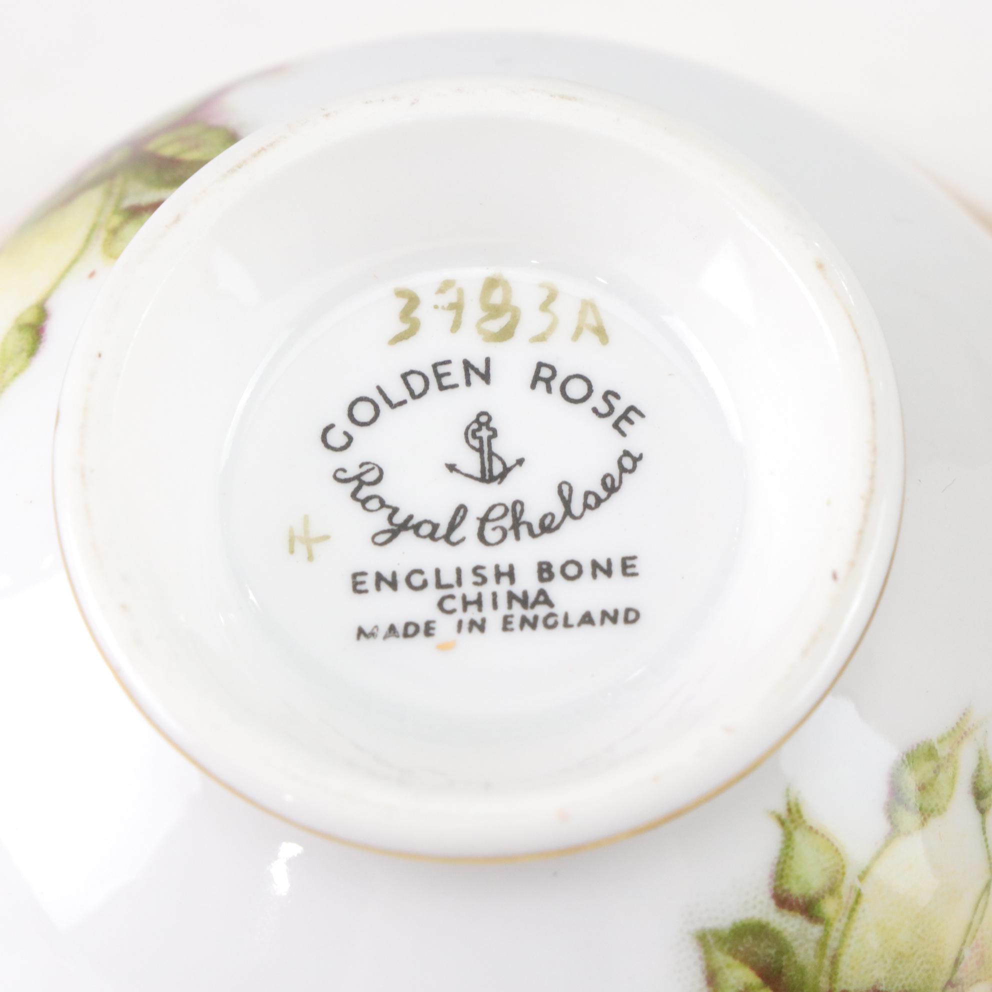 European Bone China Creamer and Sugar Sets Featuring Royal Chelsea "Golden Rose"