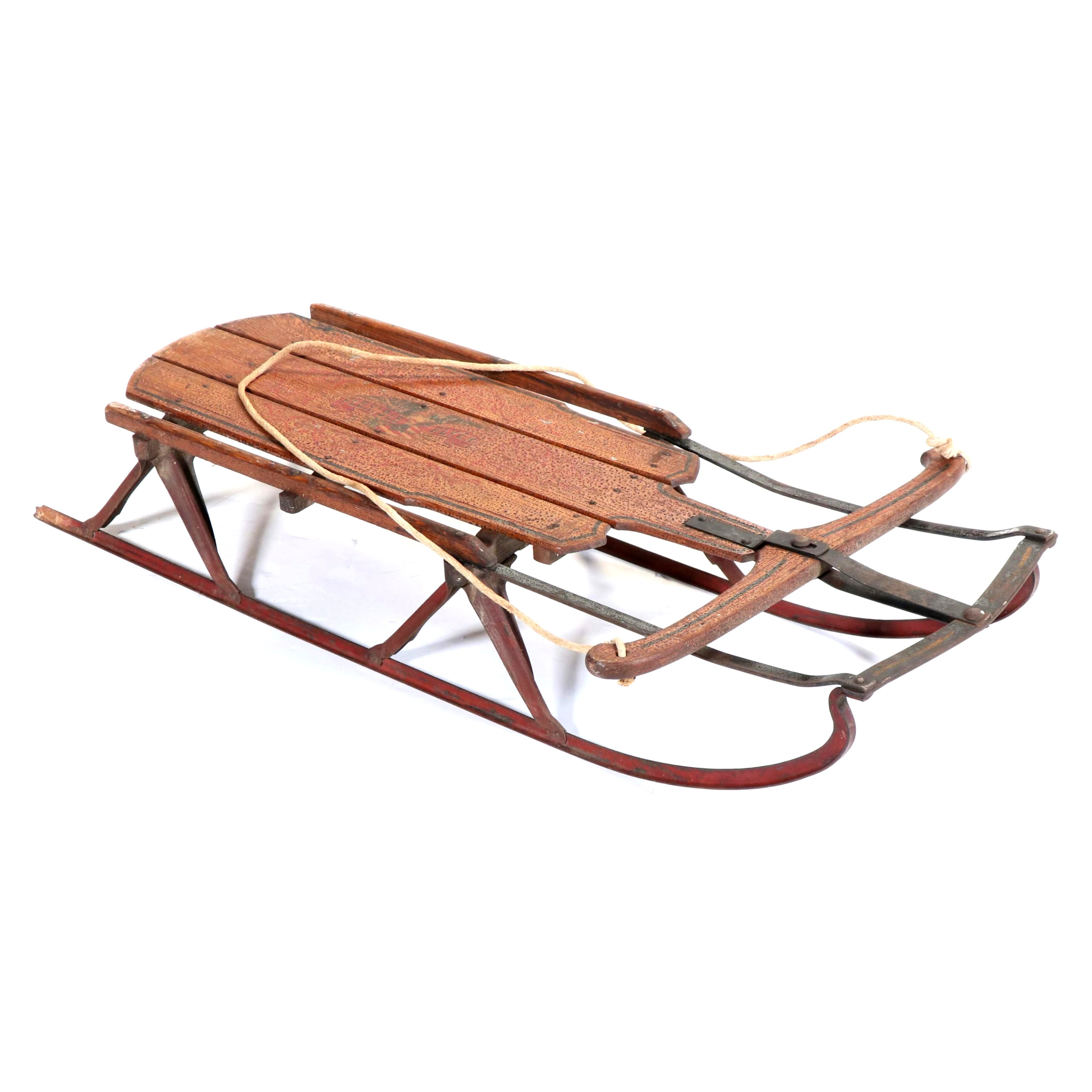 Flexible Flyer No. 3C Slatted Oak and Steel Sled, Circa 1920