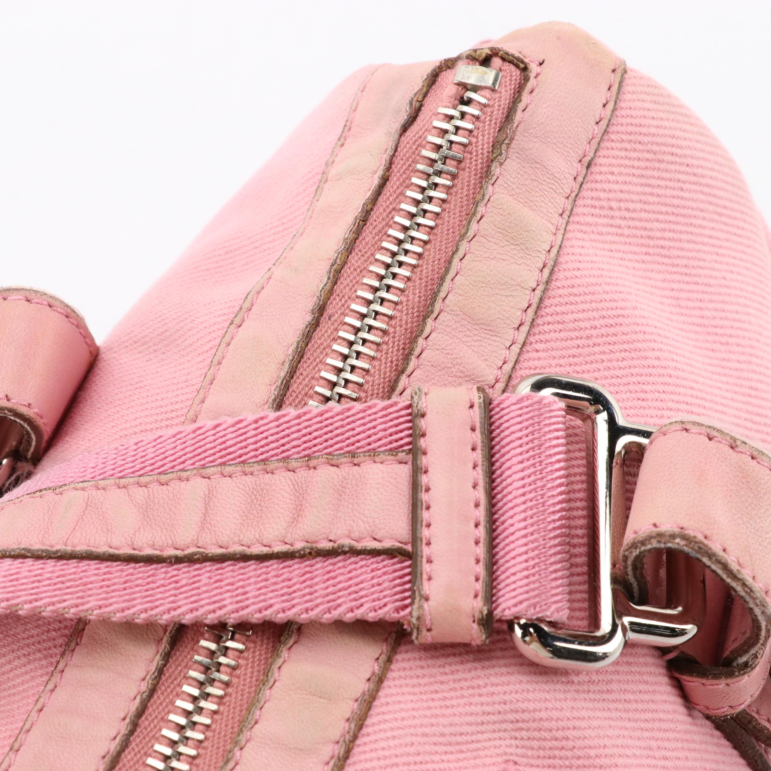 YSL Logo Pink Twill and Leather Kahala Boston Bag