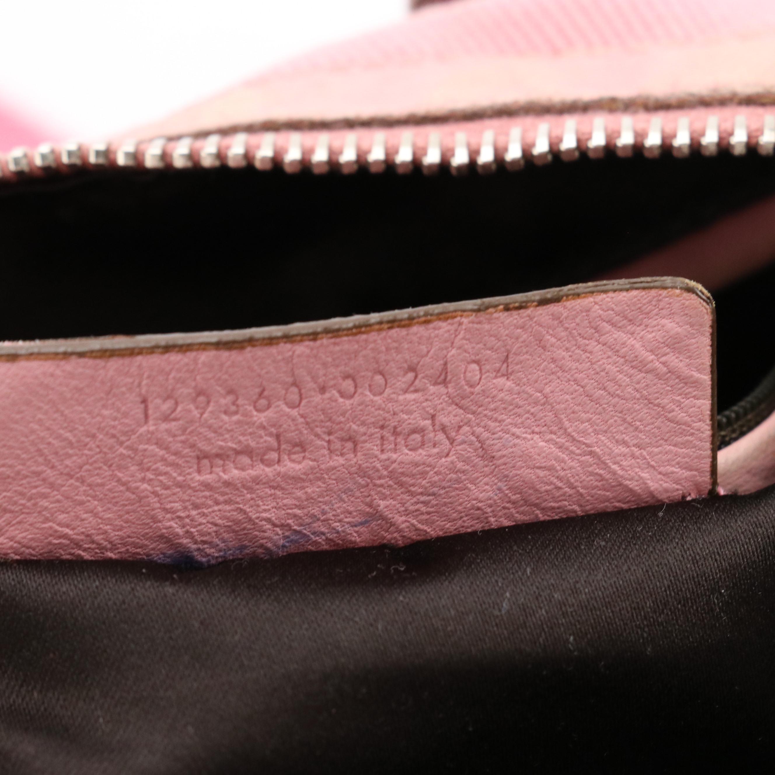 YSL Logo Pink Twill and Leather Kahala Boston Bag