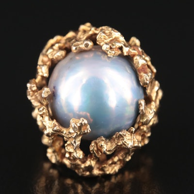 Modernist 14K Mabé Pearl Ring