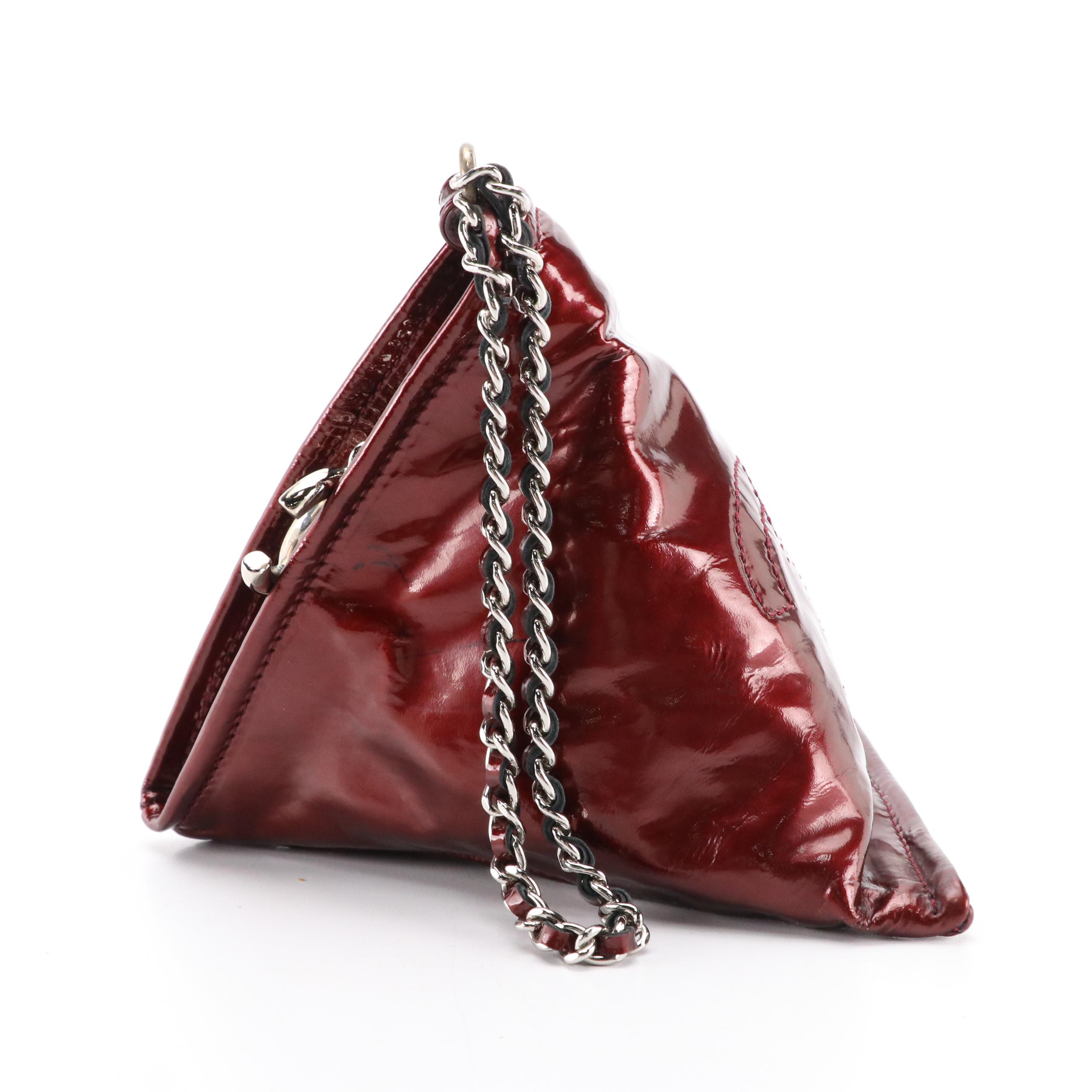 Chanel Fortune Cookie Clutch Bag in Burgundy Patent Leather