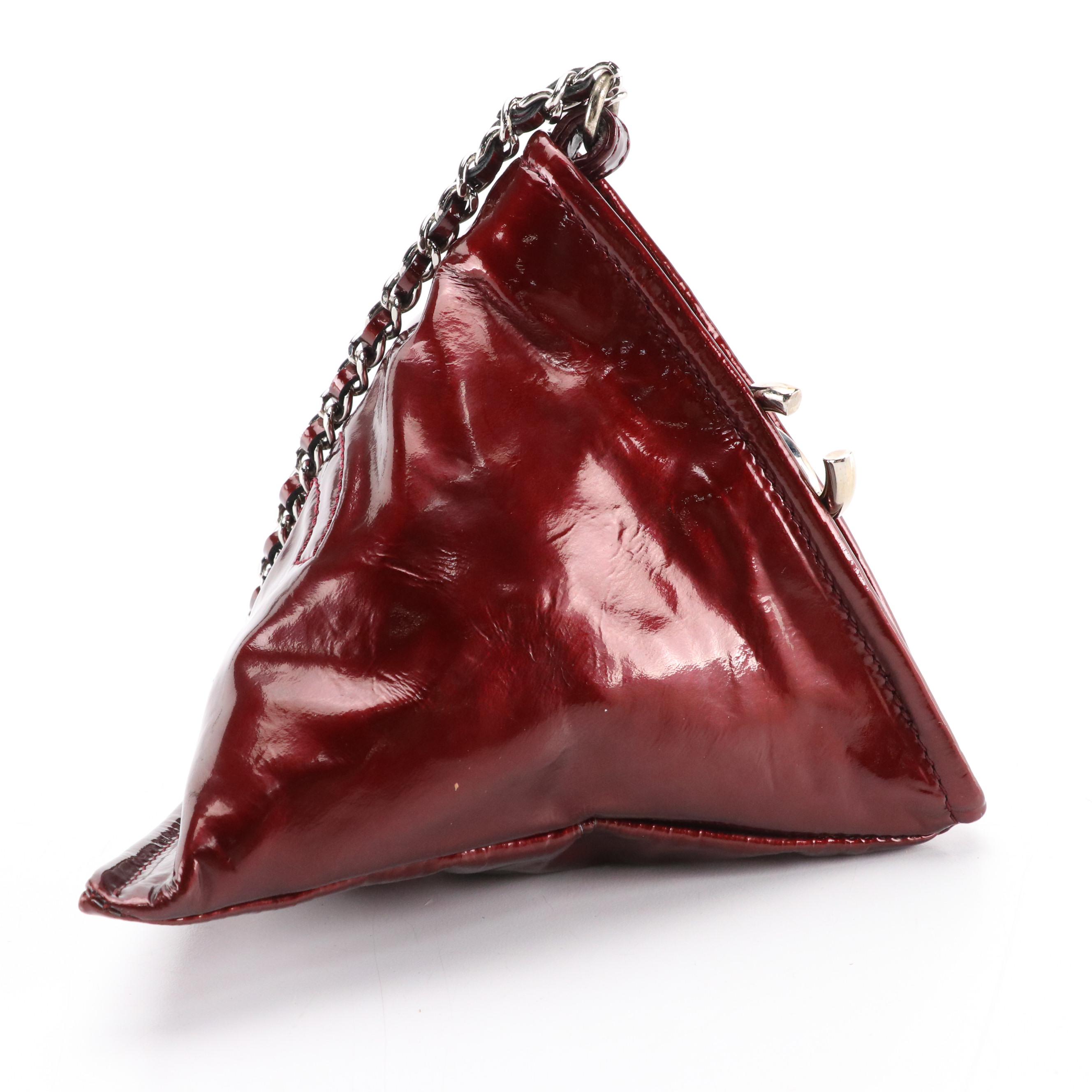 Chanel Fortune Cookie Clutch Bag in Burgundy Patent Leather