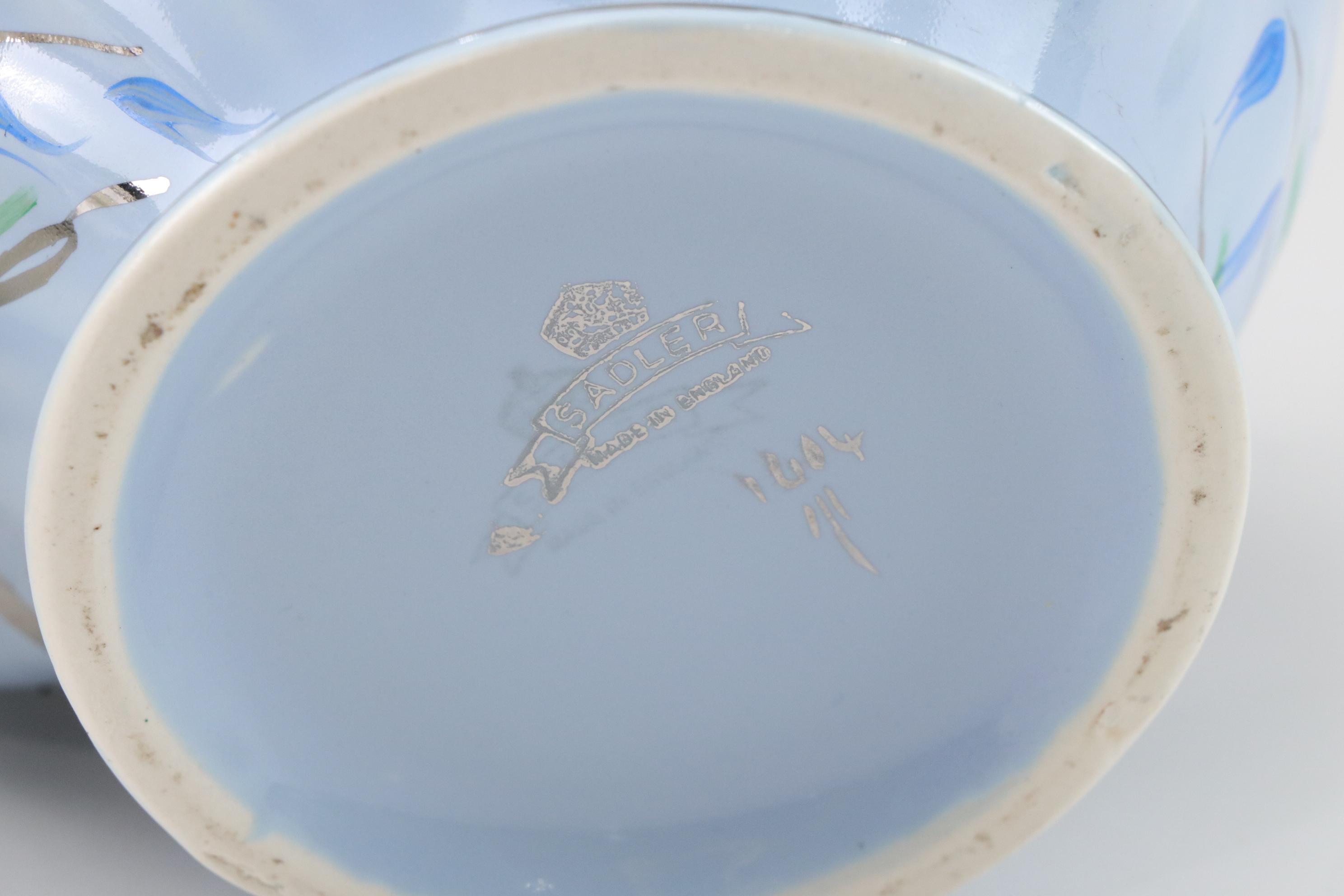 Sadler Light Blue Ceramic Teapot with Chrome Accents with Three Other Teapots