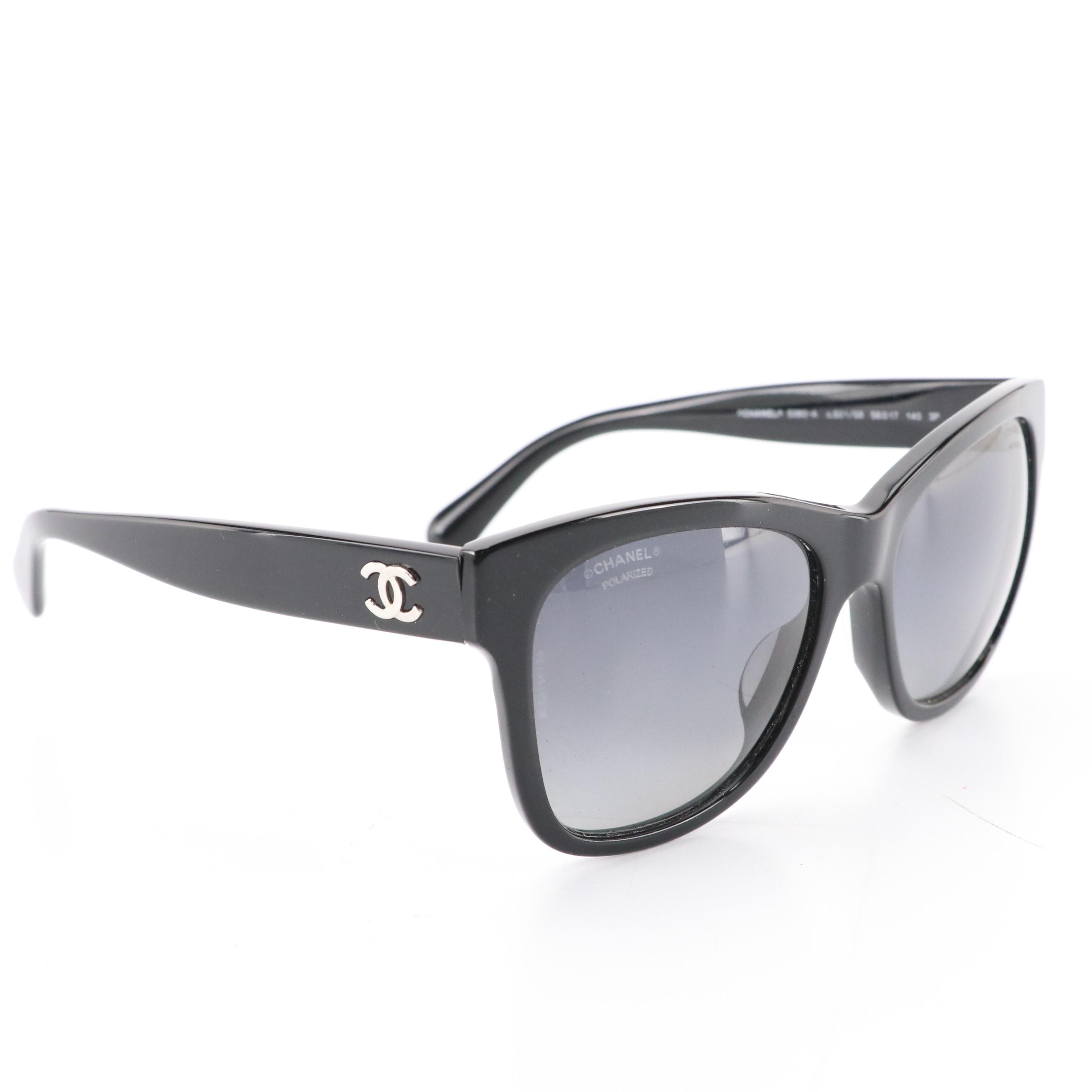 Chanel 5380-A c.501/S8 Black Polarized High Bridge Square Sunglasses