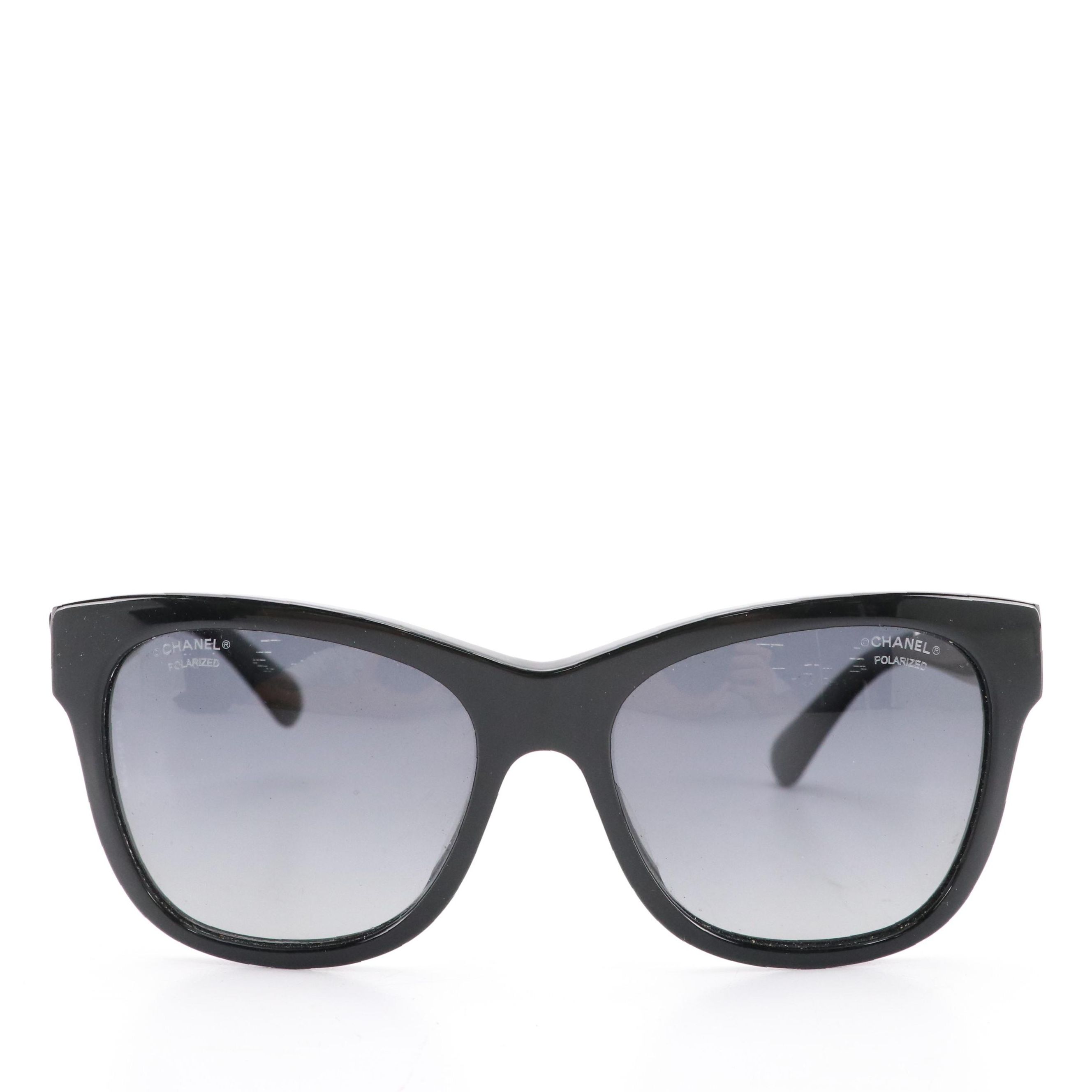 Chanel 5380-A c.501/S8 Black Polarized High Bridge Square Sunglasses