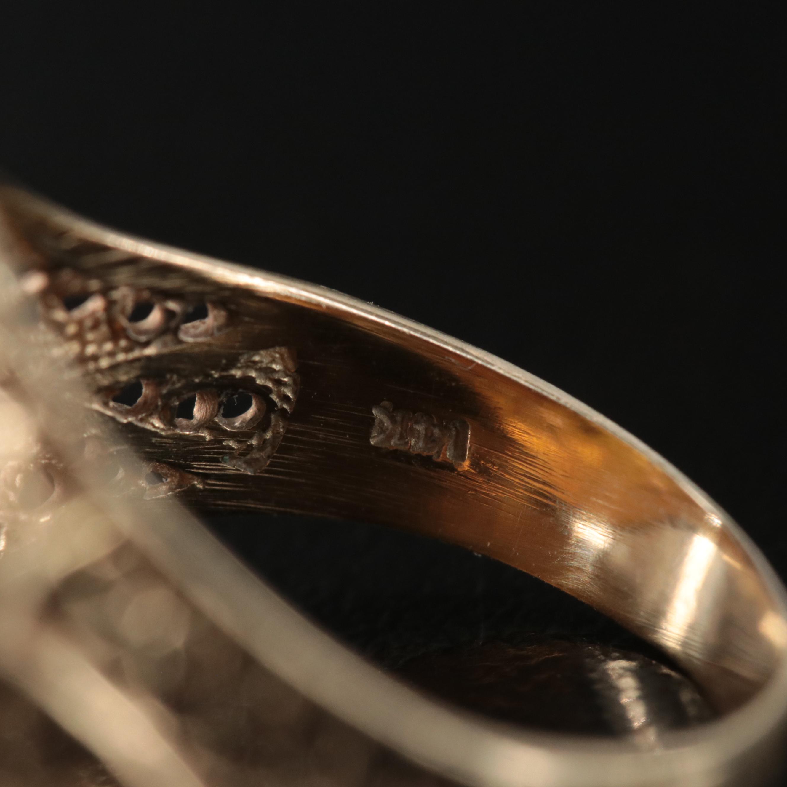 14K Filigree Ring with 1990 Isle of Man 24K Gold Crown Coin