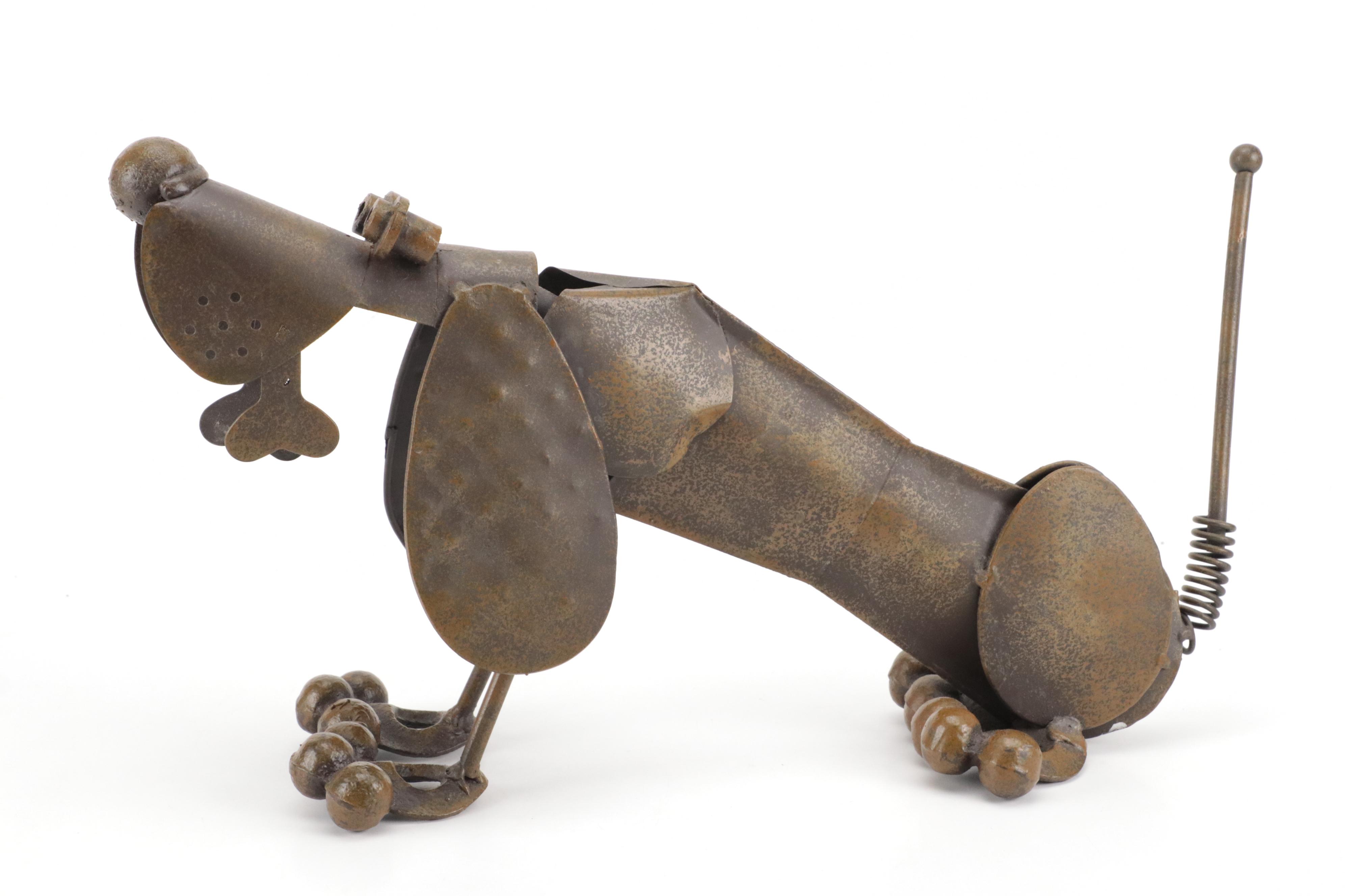 Assembled Reclaimed Metal Dog Garden Sculpture