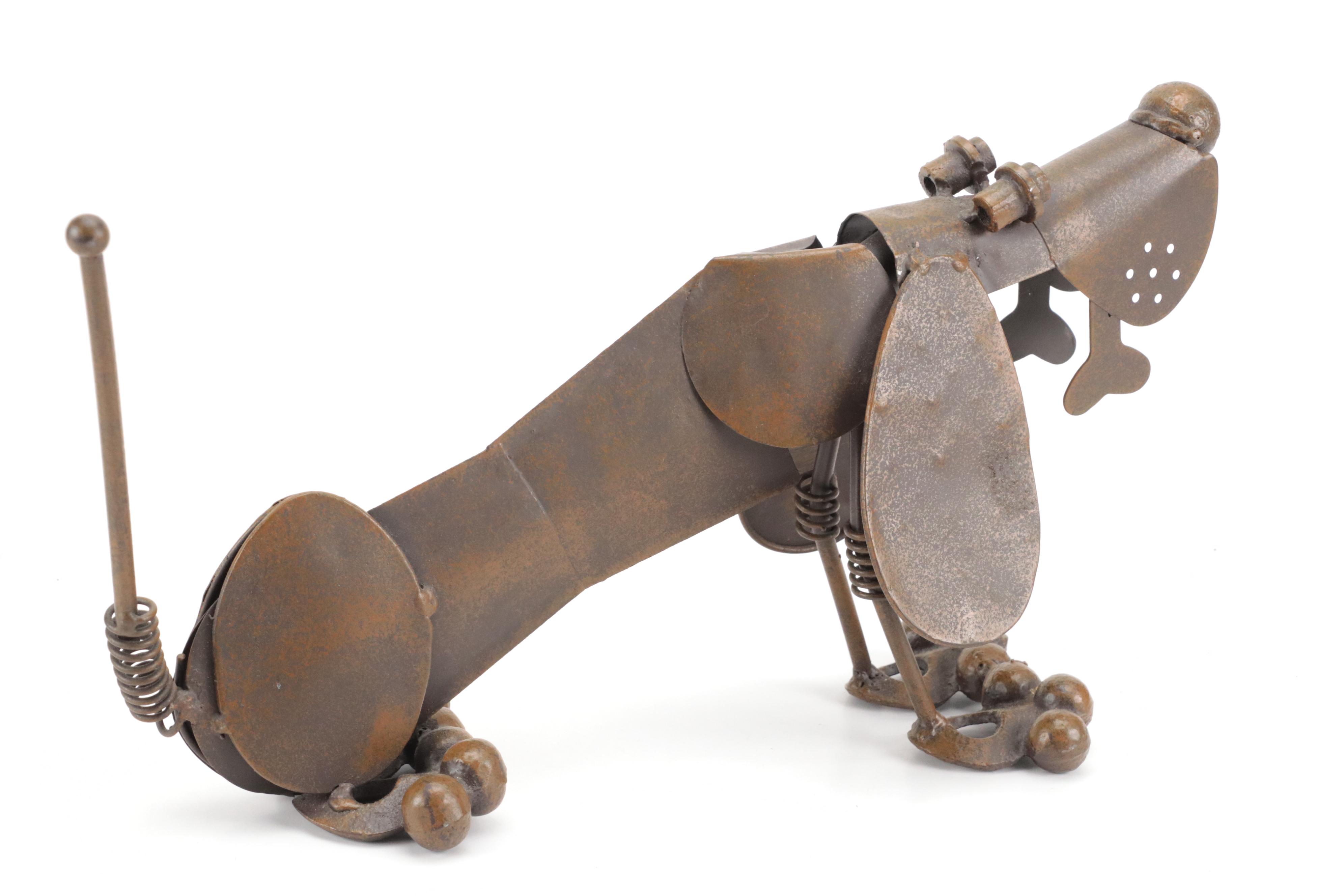 Assembled Reclaimed Metal Dog Garden Sculpture