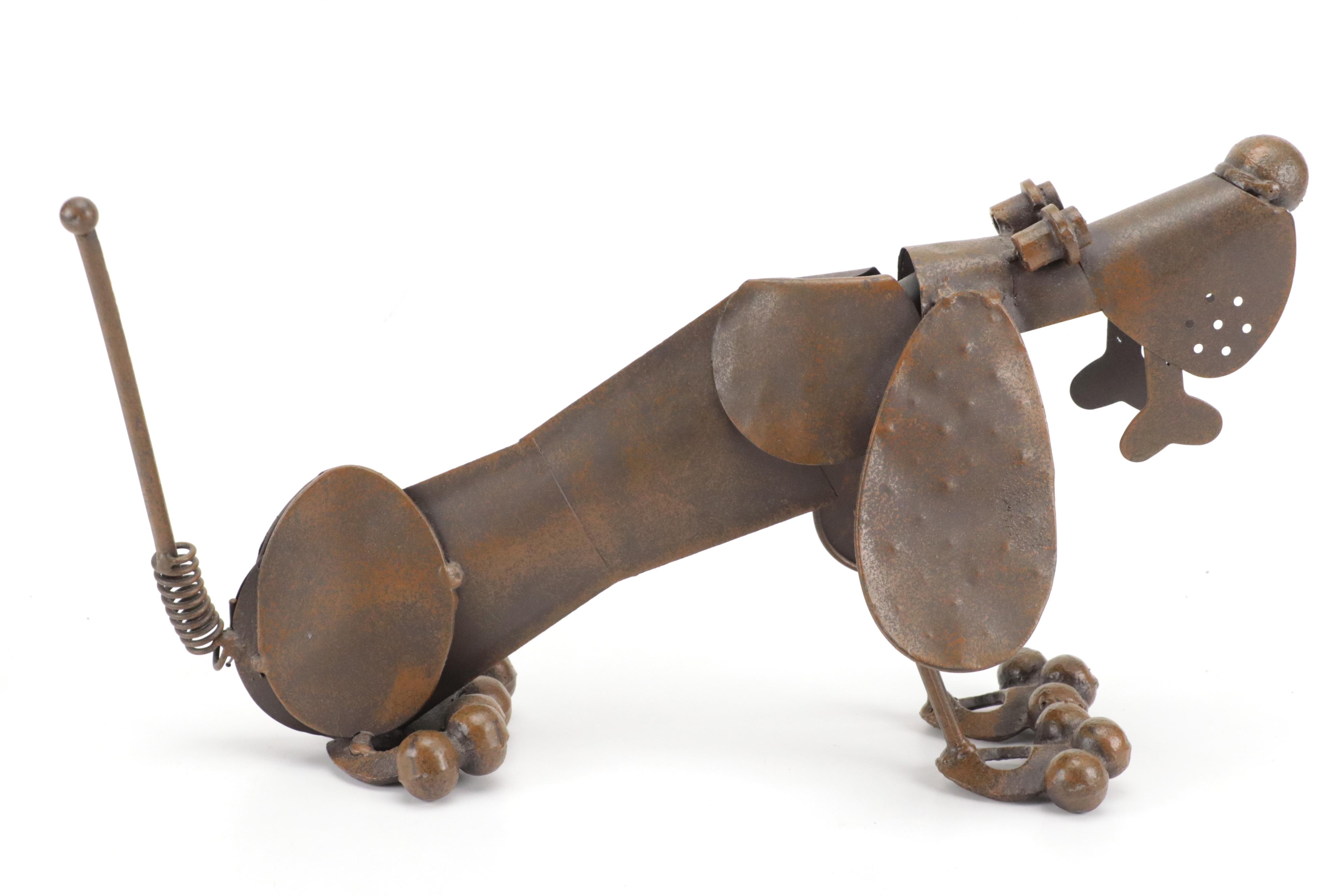Assembled Reclaimed Metal Dog Garden Sculpture