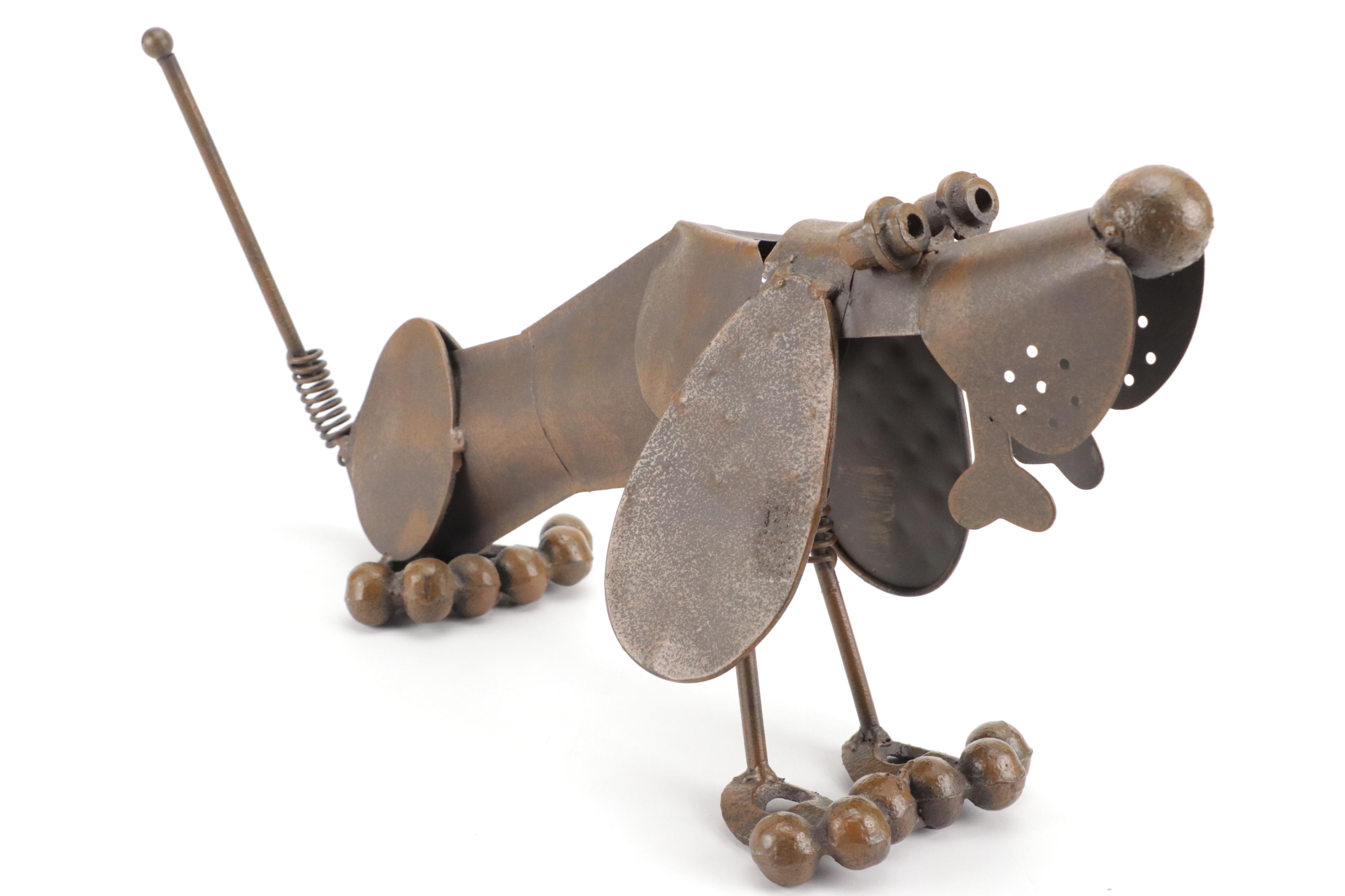 Assembled Reclaimed Metal Dog Garden Sculpture