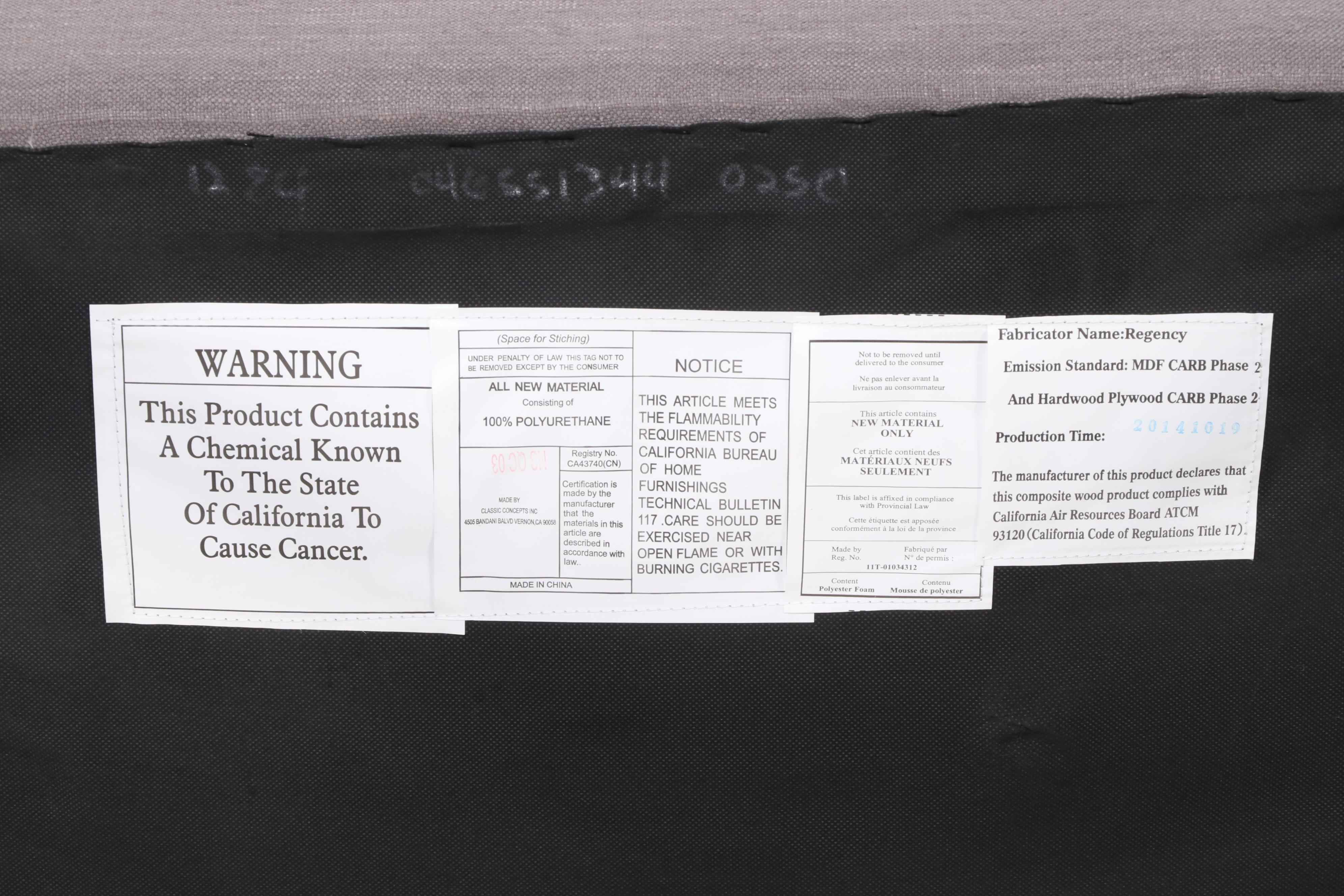 Classic Concepts Inc. Cerused Hardwood and Buttoned-Down Wingback Armchair