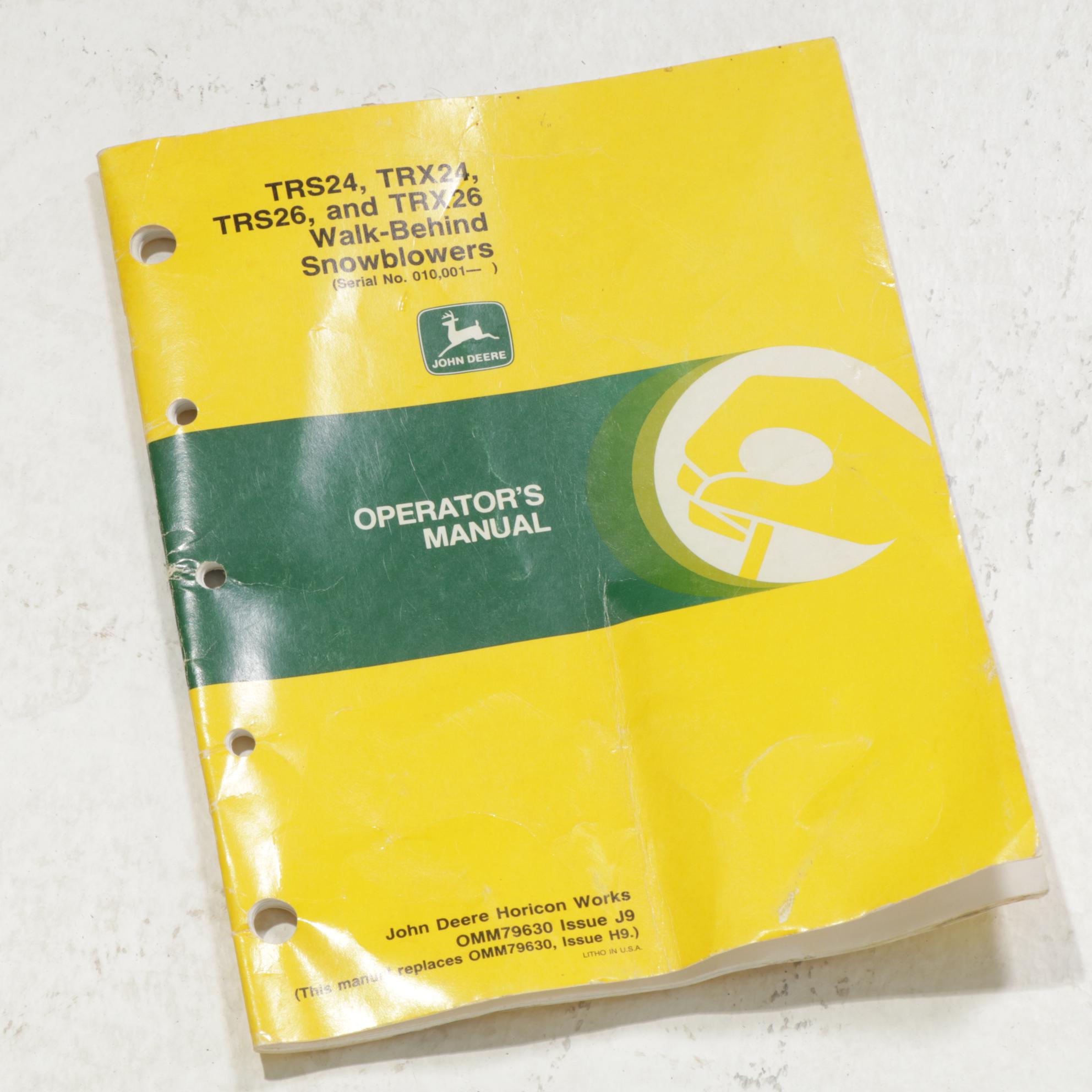 John Deere Model TRS24 Gas Powered Walk Behind Snow Blower