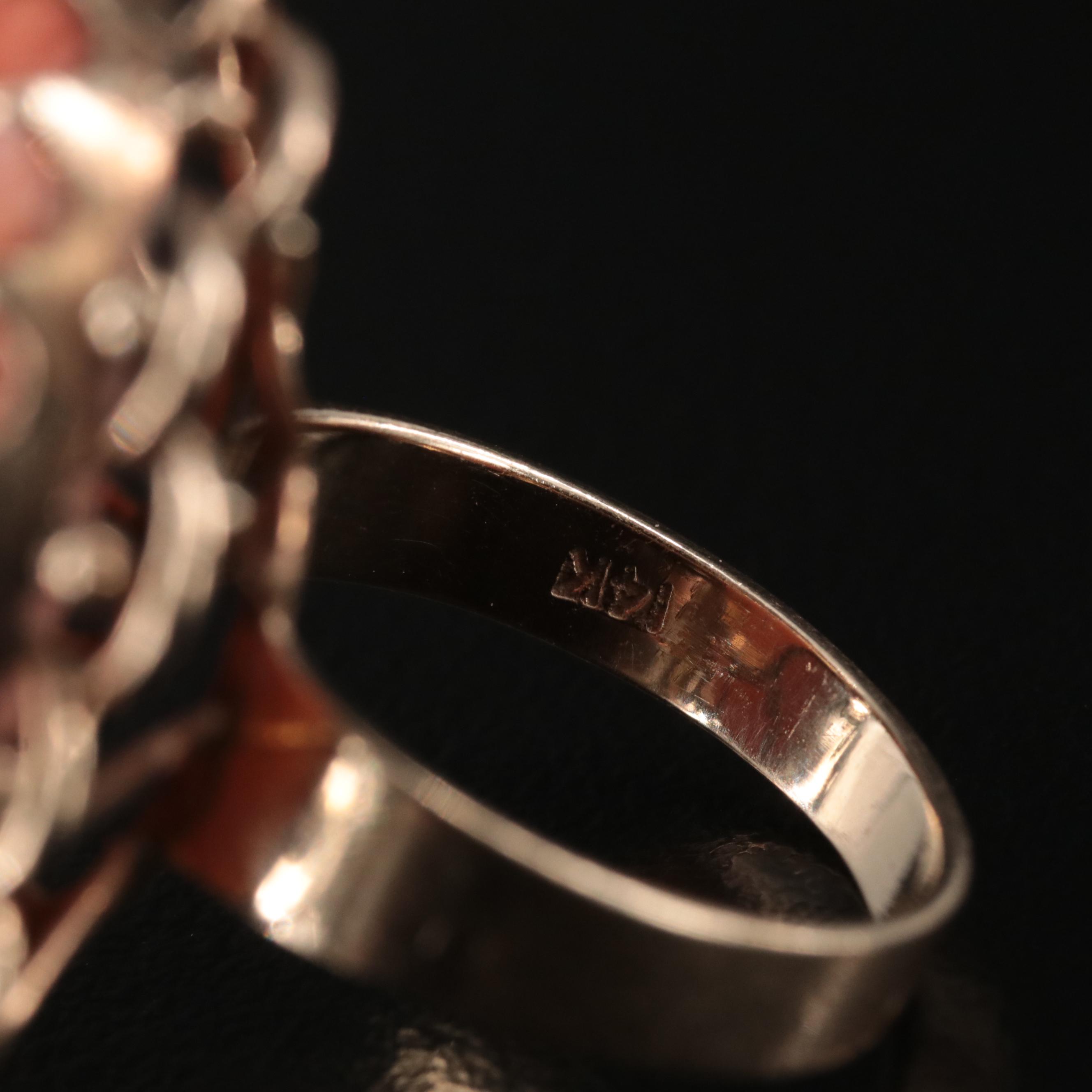 Vintage 14K Carved Coral Flower Ring