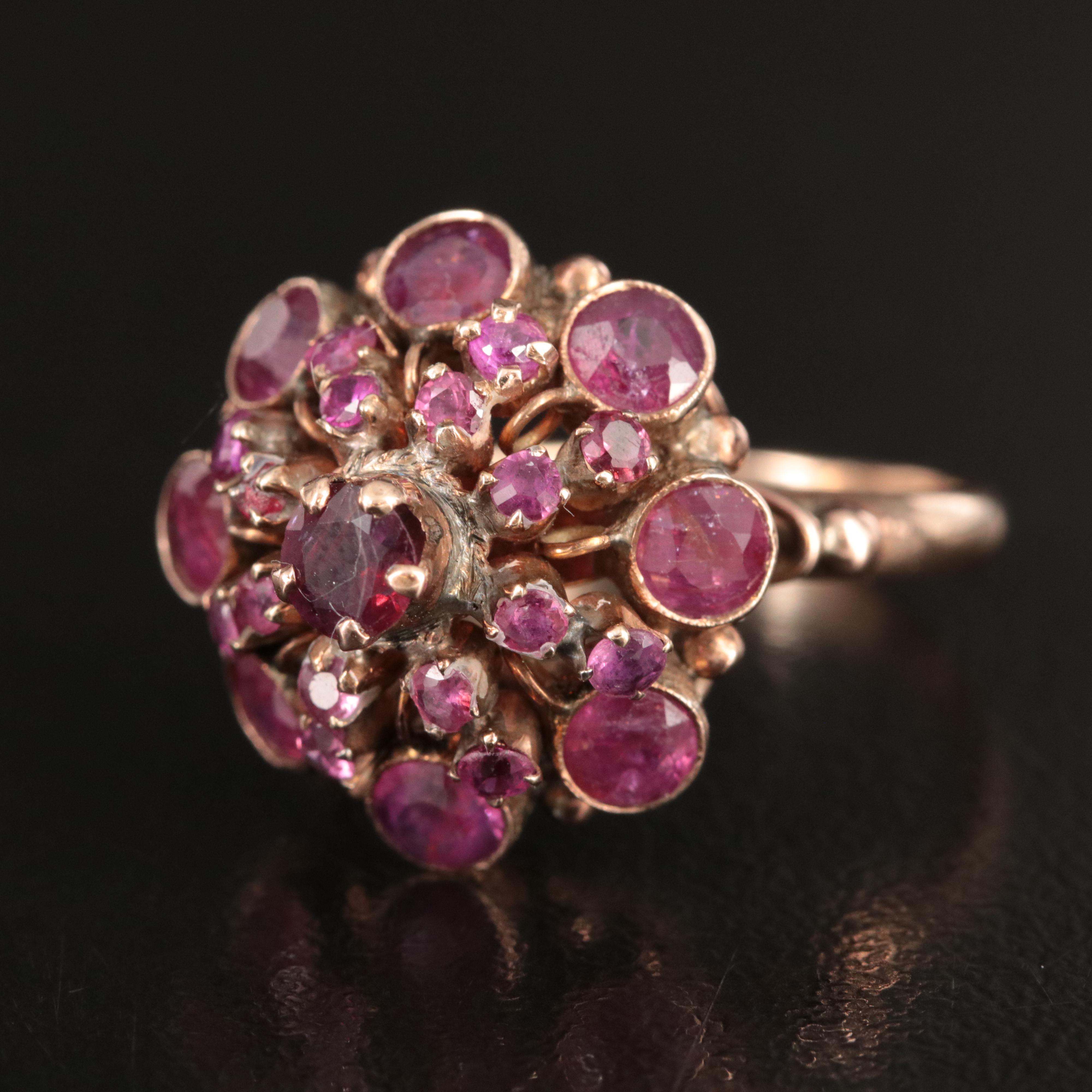 Vintage 8K Rose Gold Ruby Princess Ring