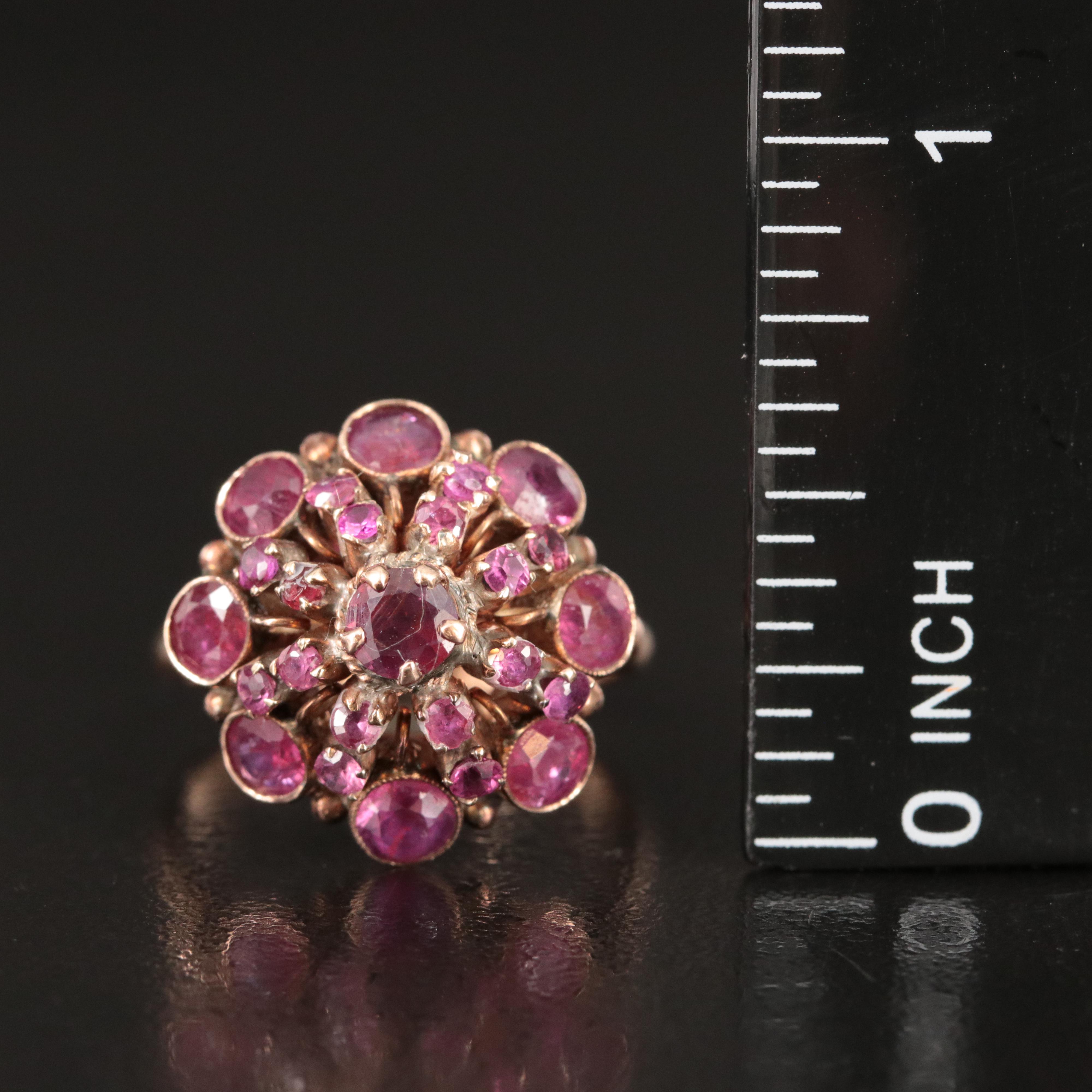 Vintage 8K Rose Gold Ruby Princess Ring