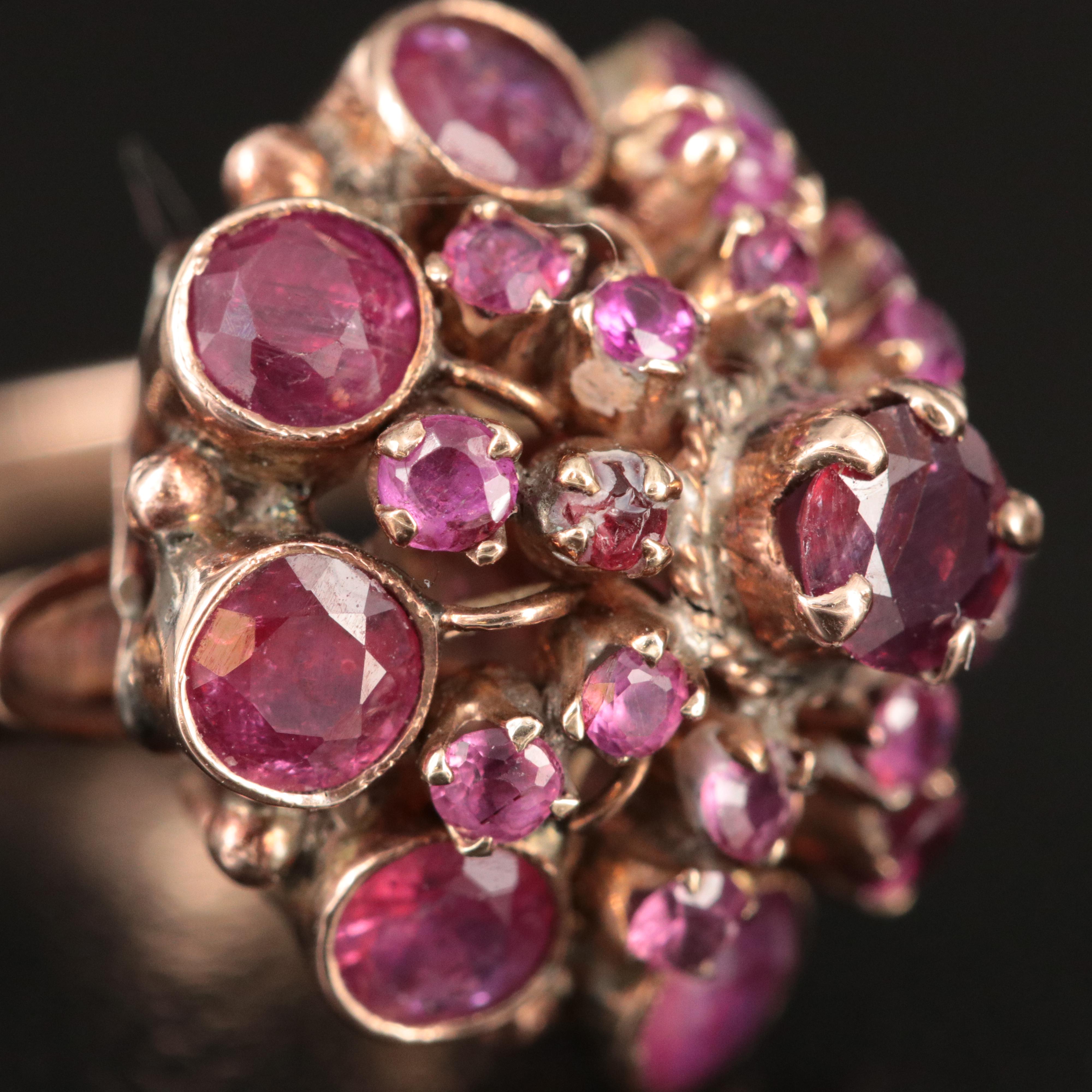 Vintage 8K Rose Gold Ruby Princess Ring