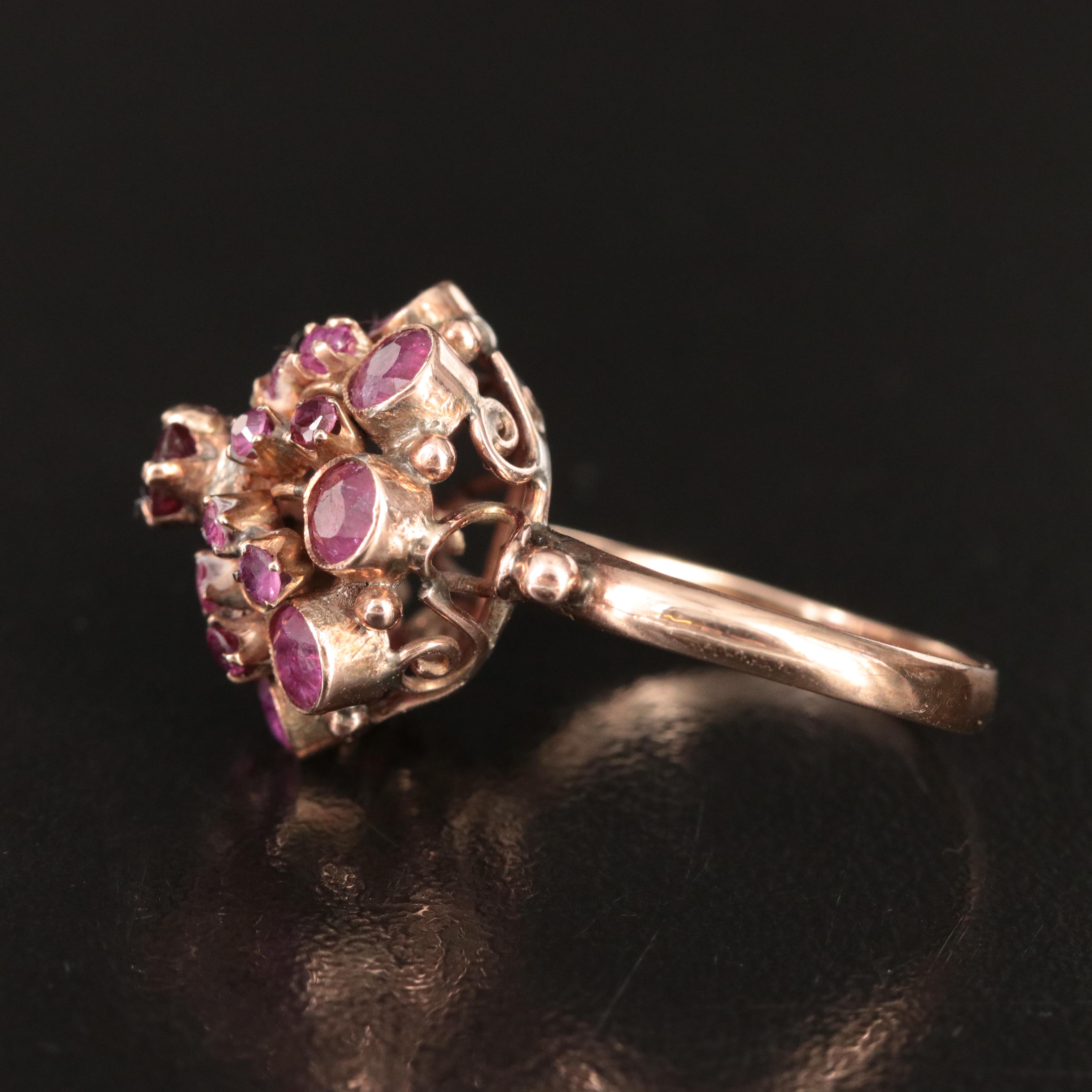 Vintage 8K Rose Gold Ruby Princess Ring