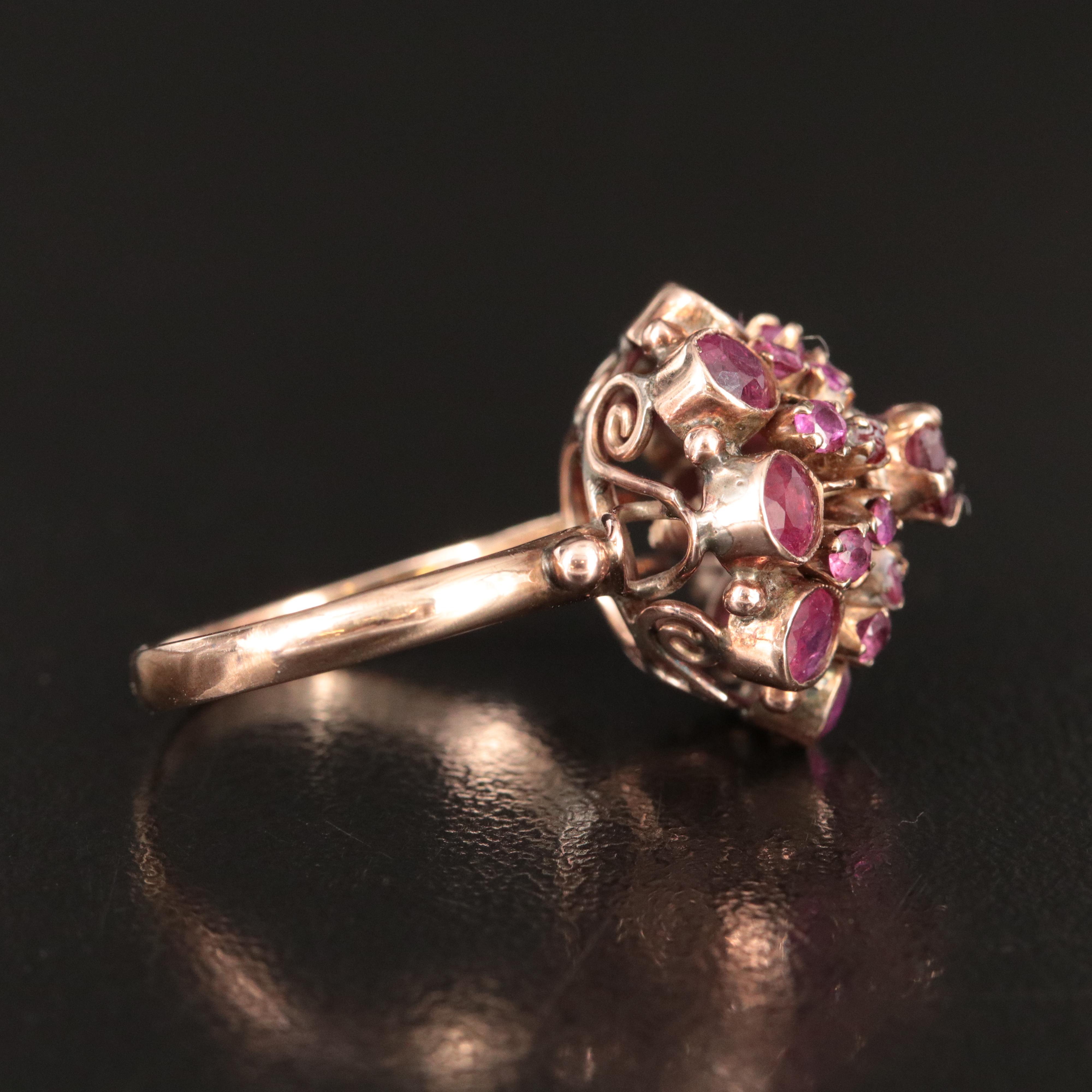 Vintage 8K Rose Gold Ruby Princess Ring