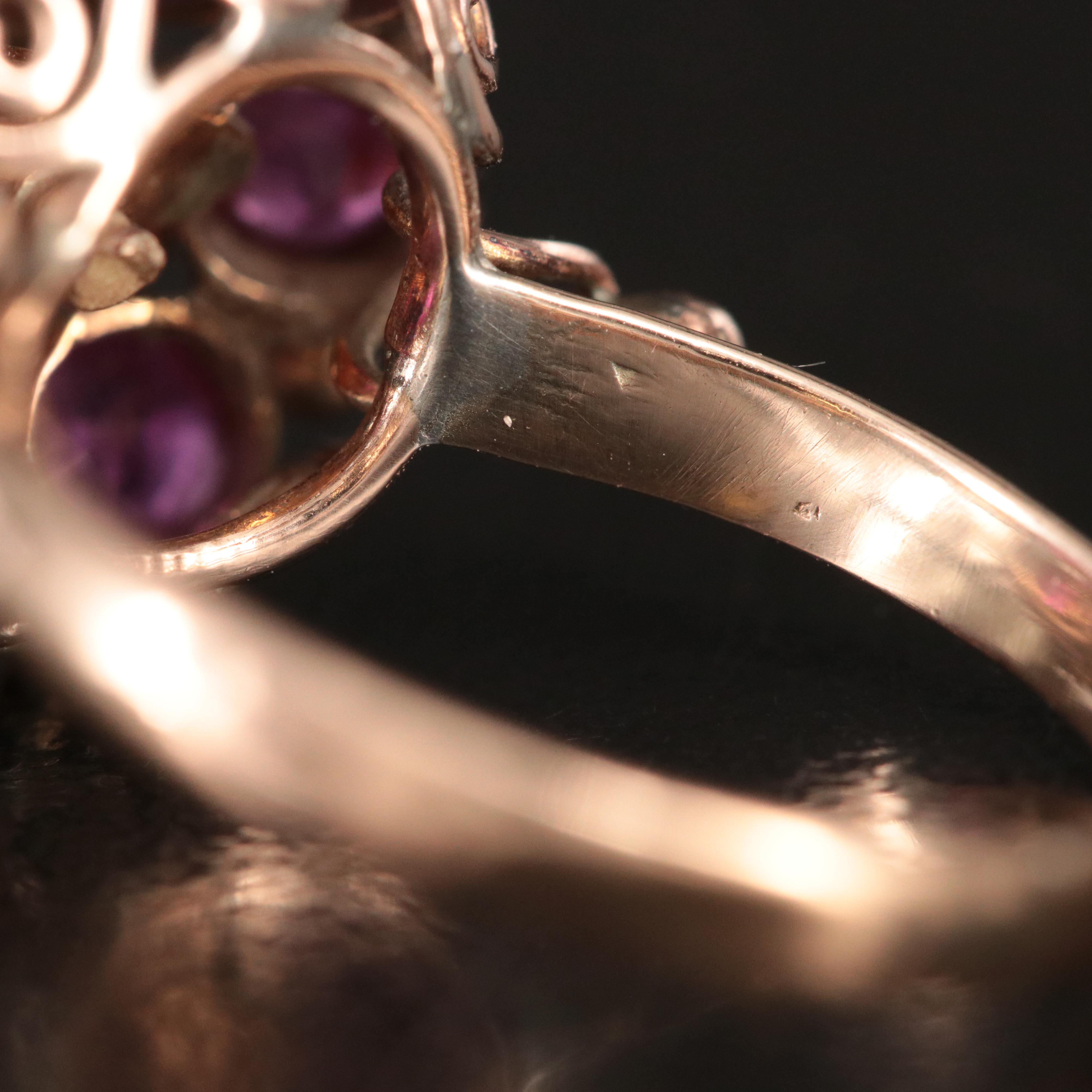 Vintage 8K Rose Gold Ruby Princess Ring