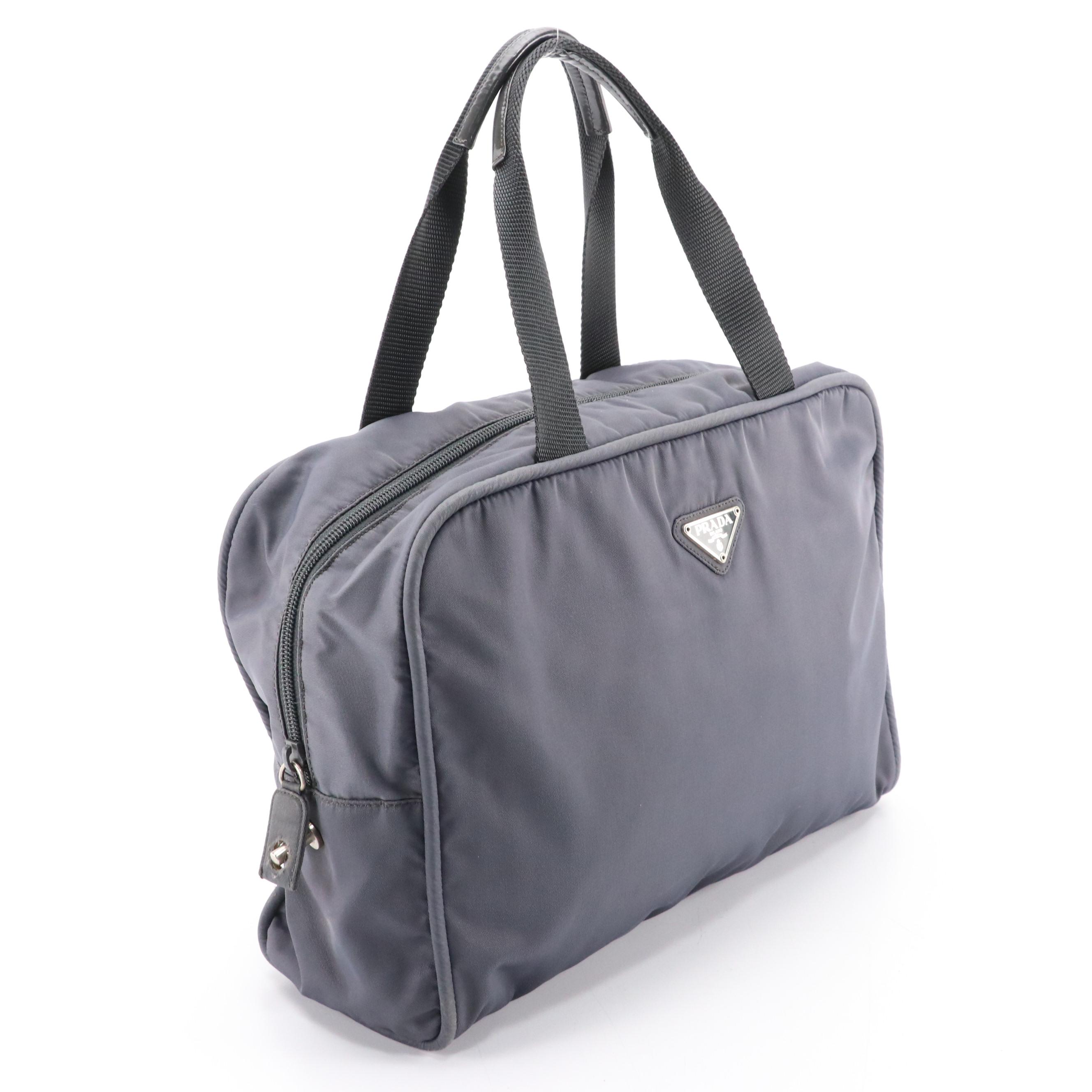 Prada Top Handle Bag in Grey Tessuto Nylon