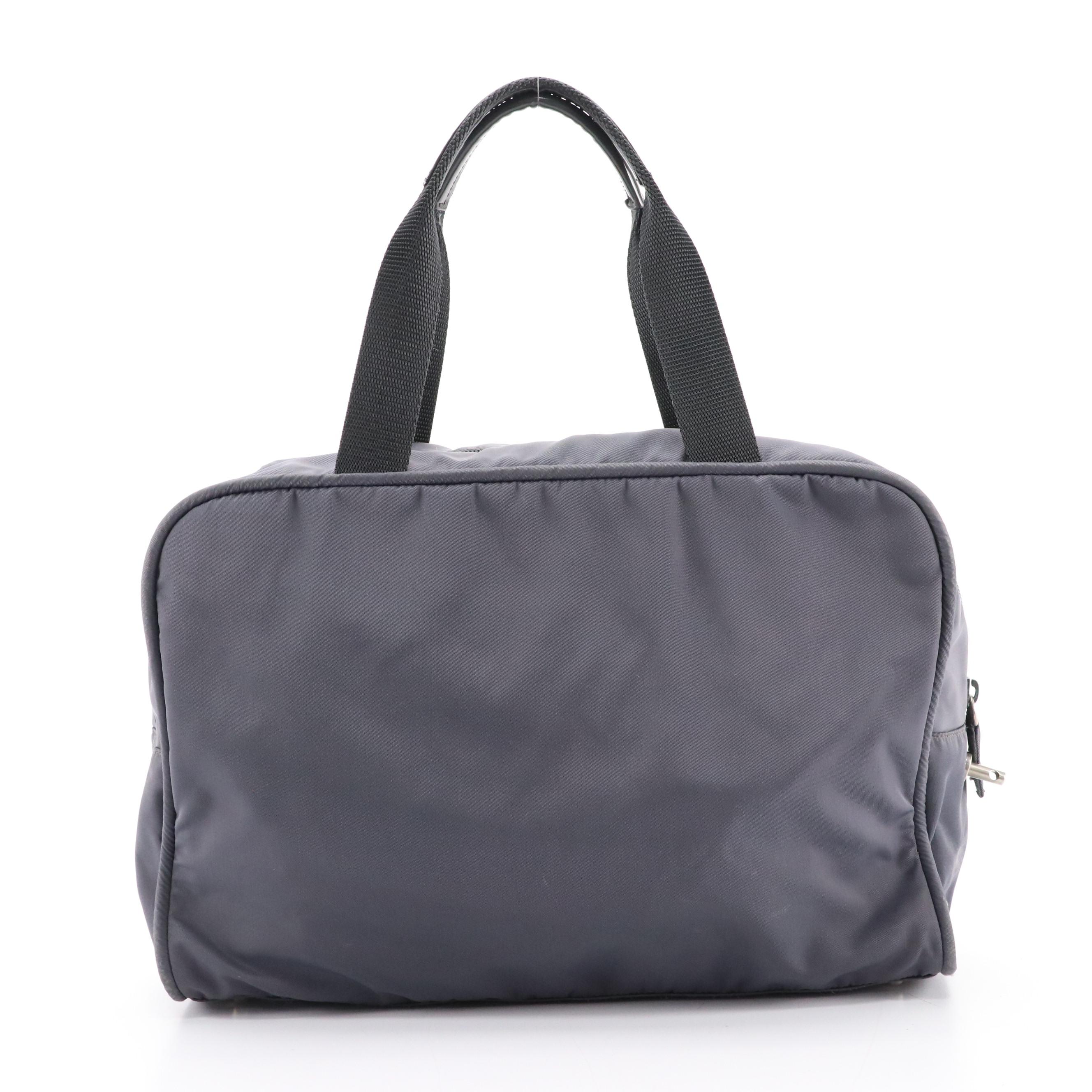Prada Top Handle Bag in Grey Tessuto Nylon