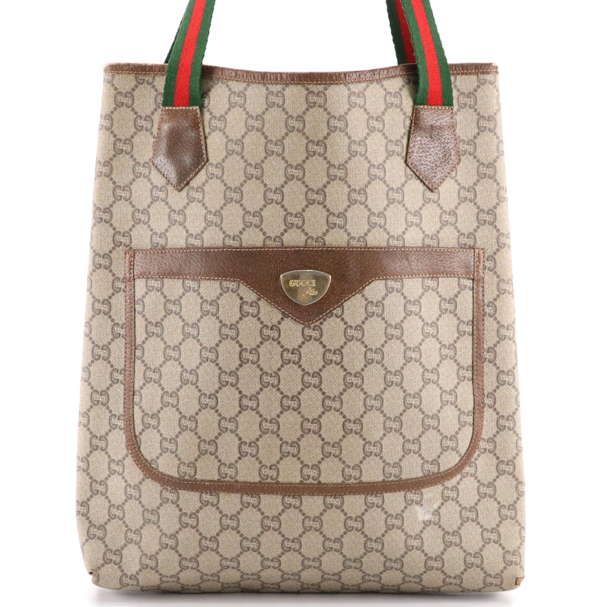 Gucci Sherry Line Tote Bag in GG Plus Coated Canvas  and Web Straps