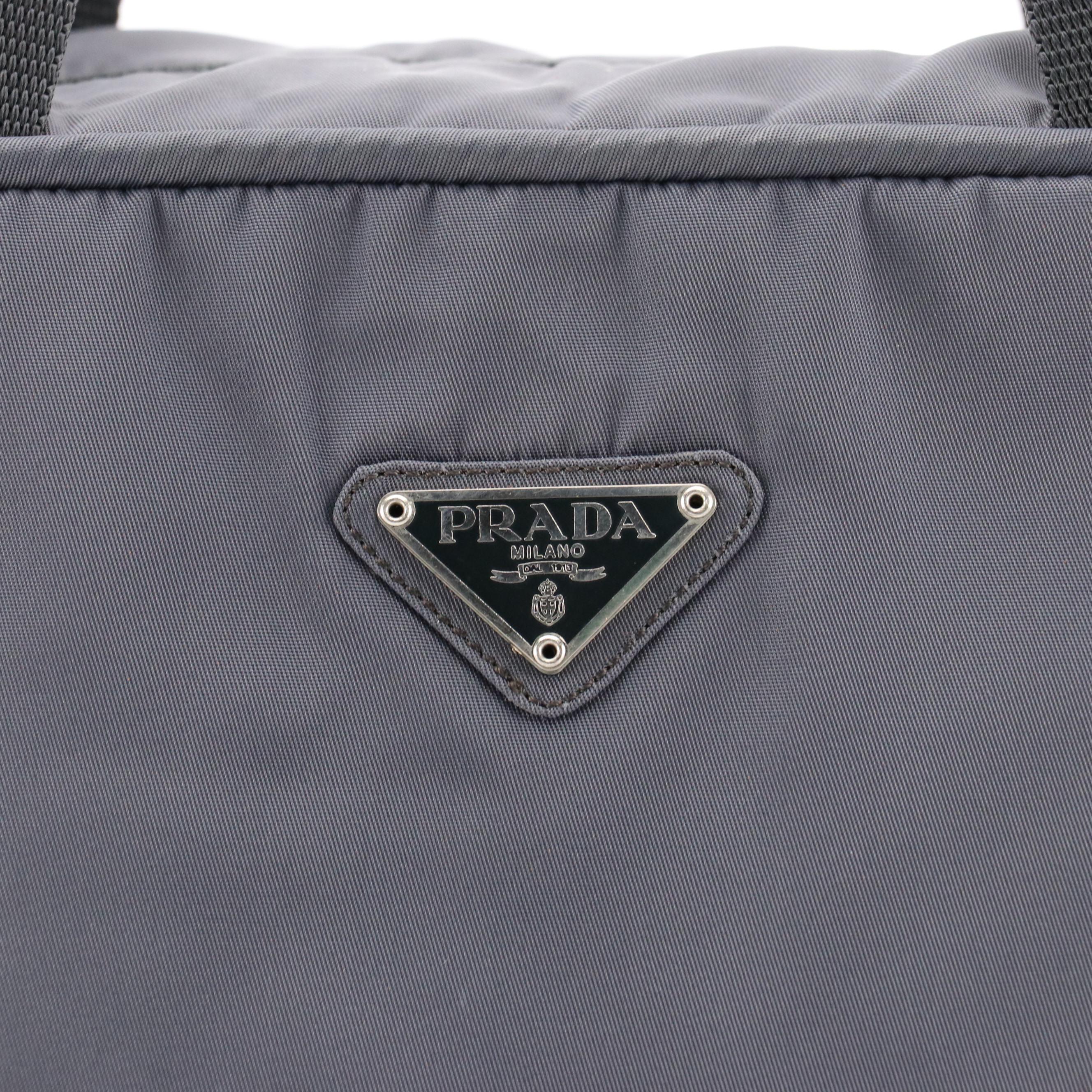 Prada Top Handle Bag in Grey Tessuto Nylon