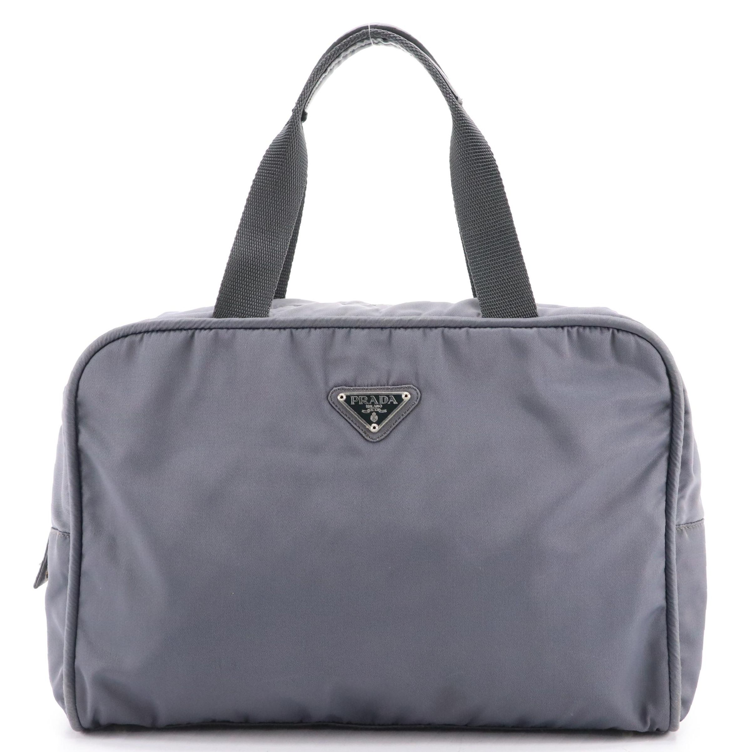 Prada Top Handle Bag in Grey Tessuto Nylon